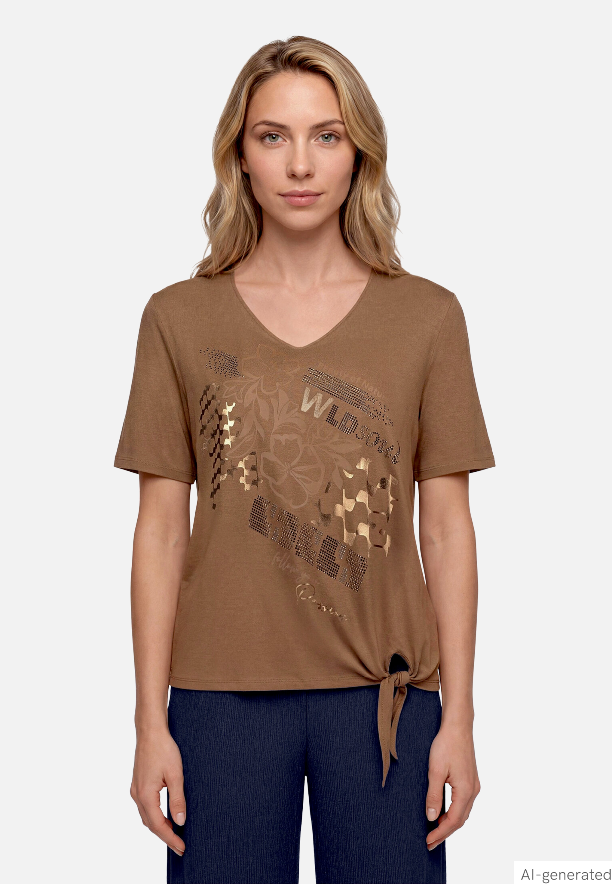 Print-T-Shirt mit Schleifenknoten