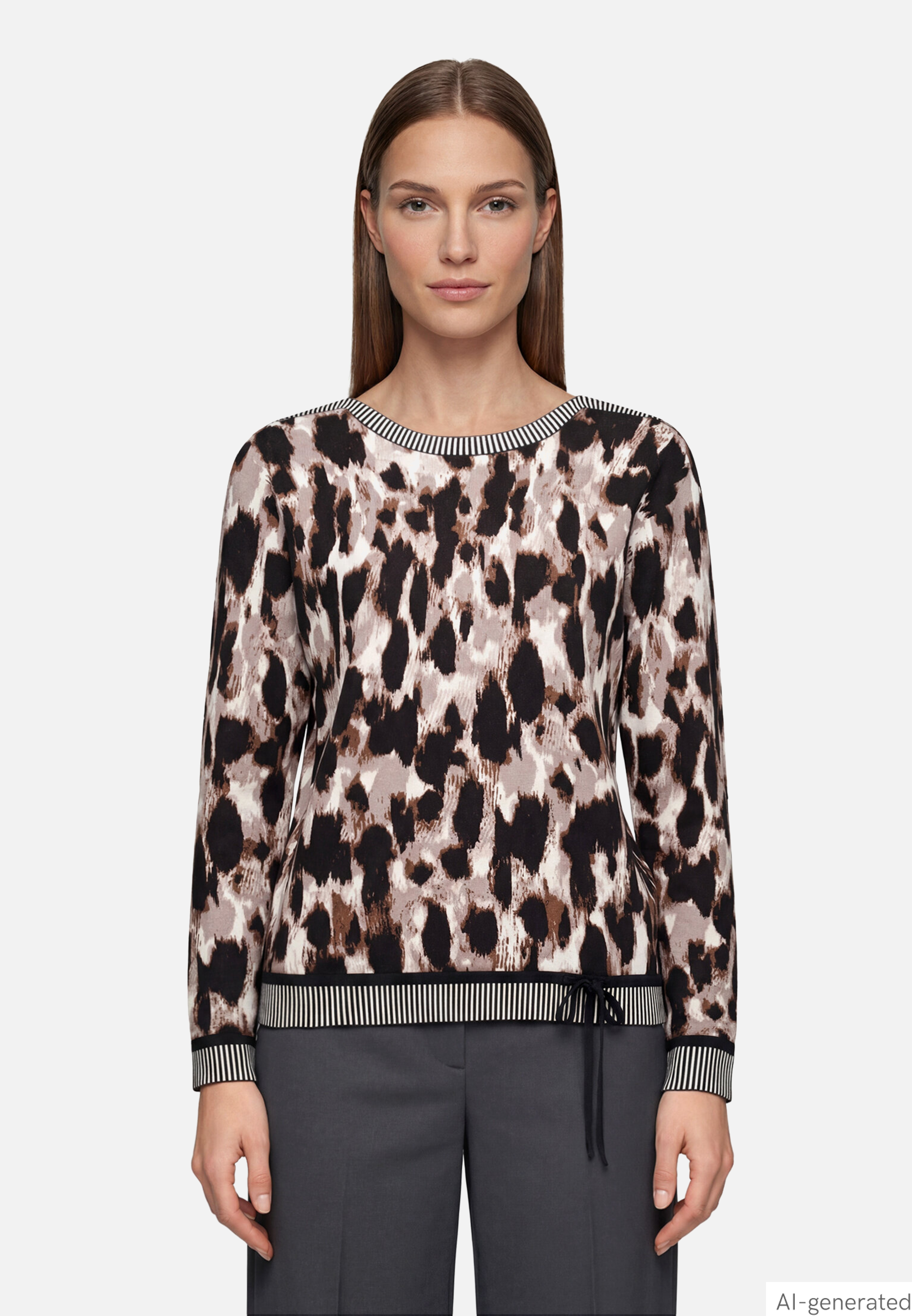 Strickpullover mit Leoprint