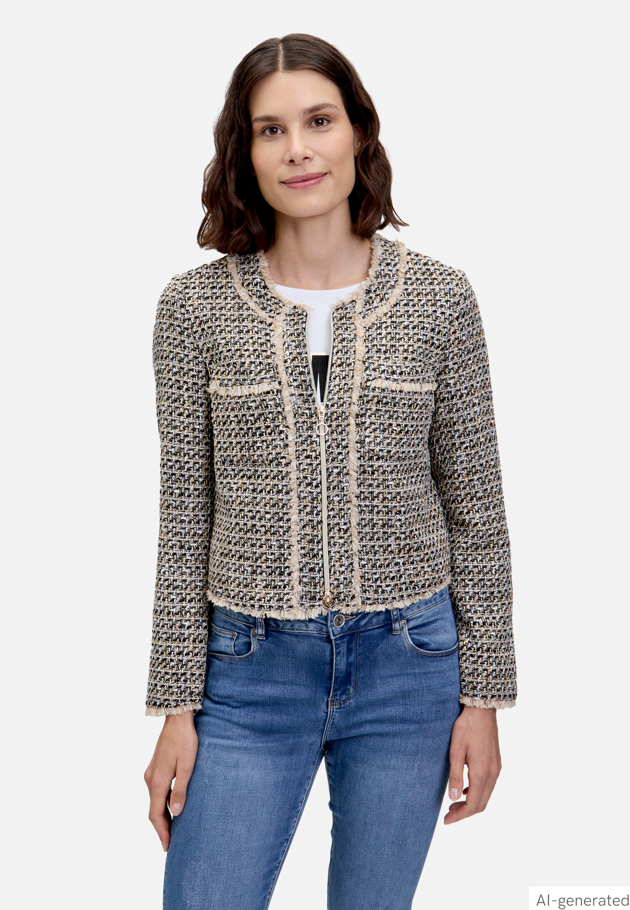 Blazer-Jacke mit Fransen