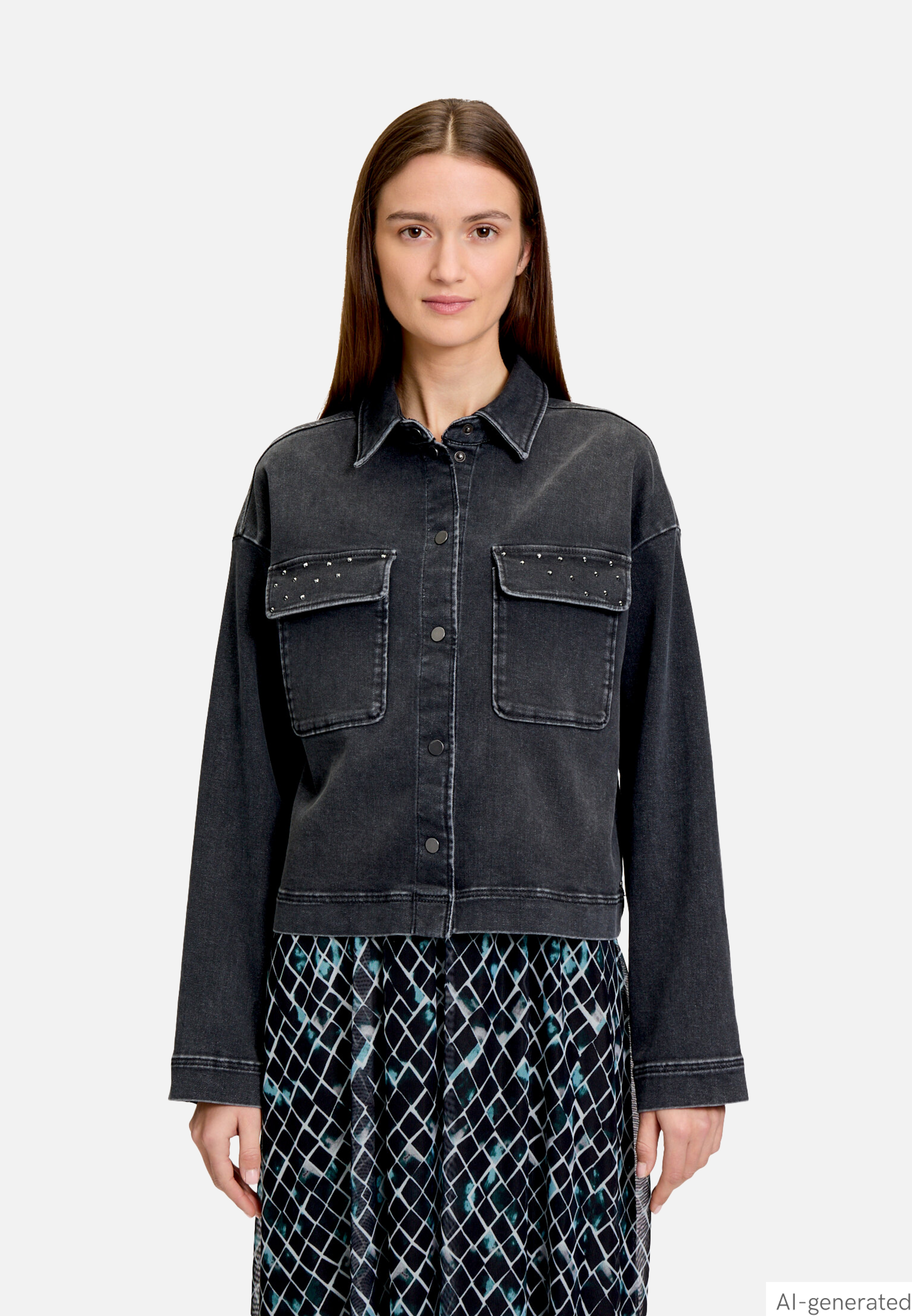 Jeansjacke mit aufgesetzten Taschen