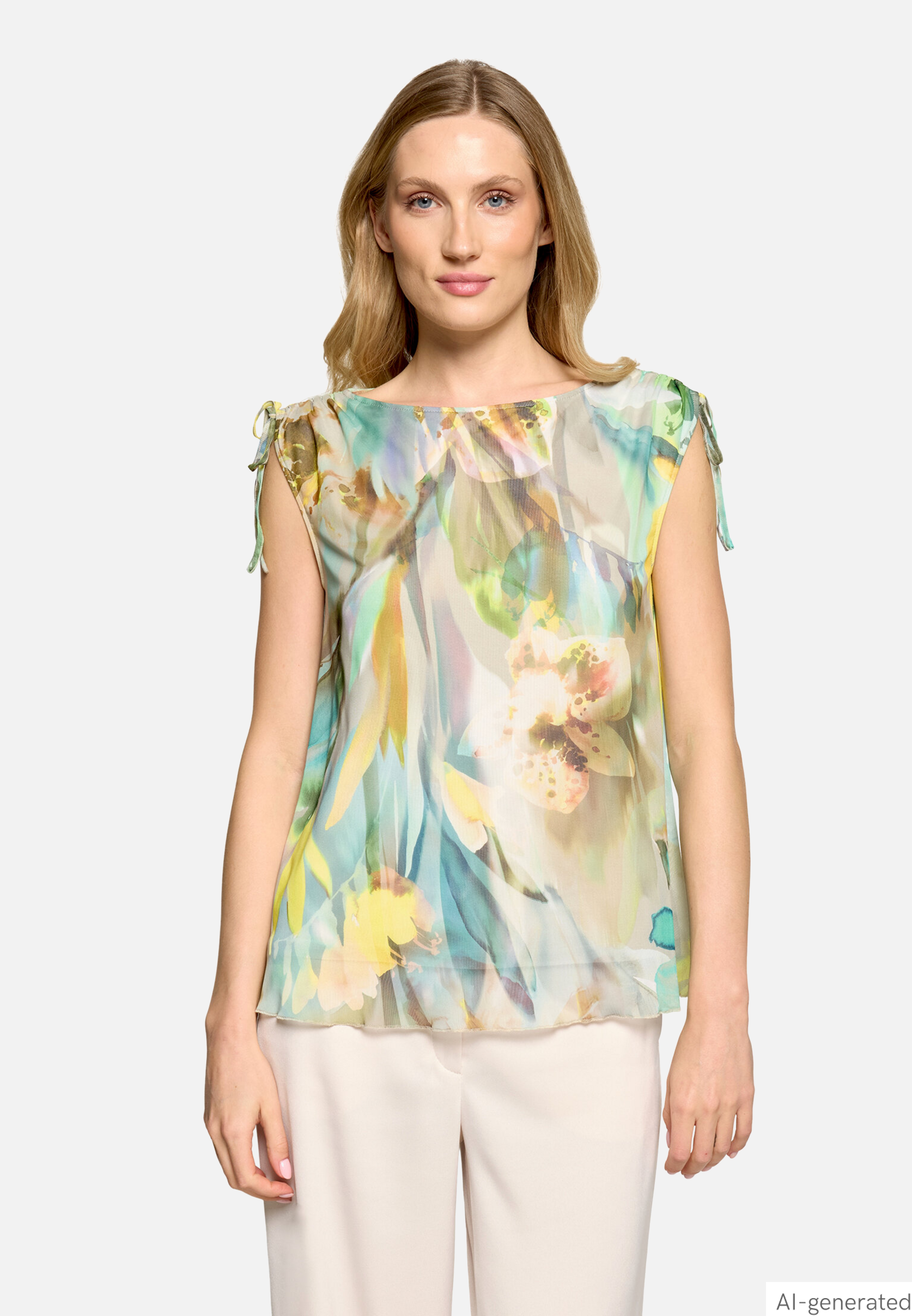 Mesh-Shirt mit Raffung