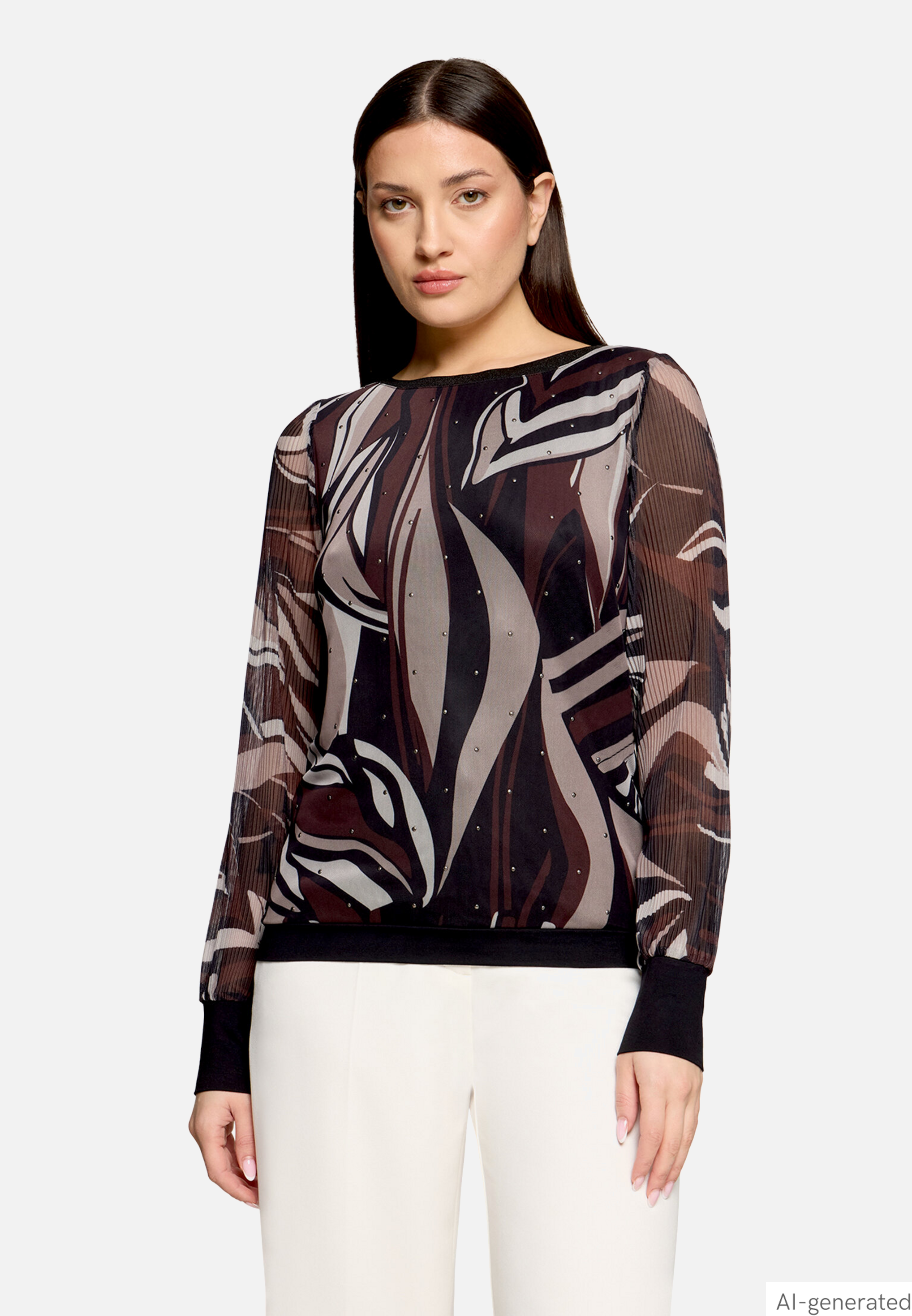 Langarm-Shirt mit Plissee