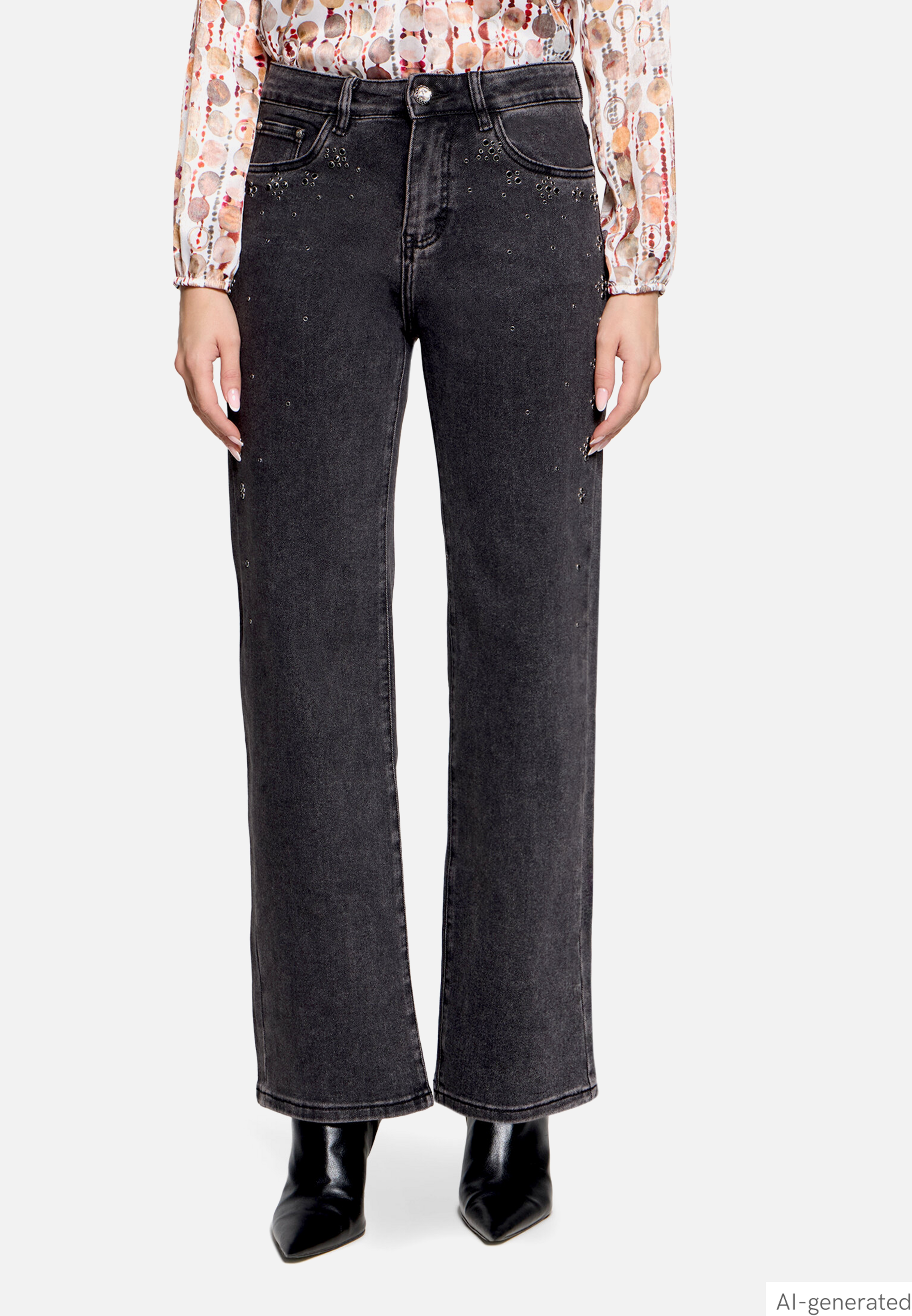 Stretch-Jeans mit Strass