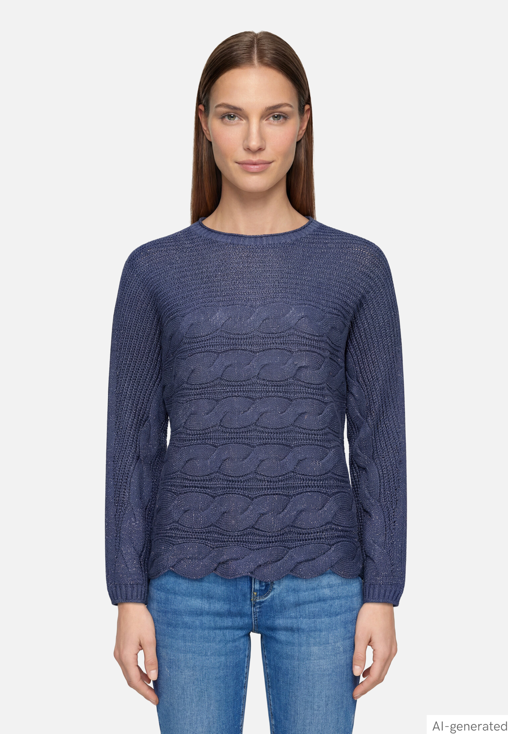 Strickpullover mit Zopfmuster