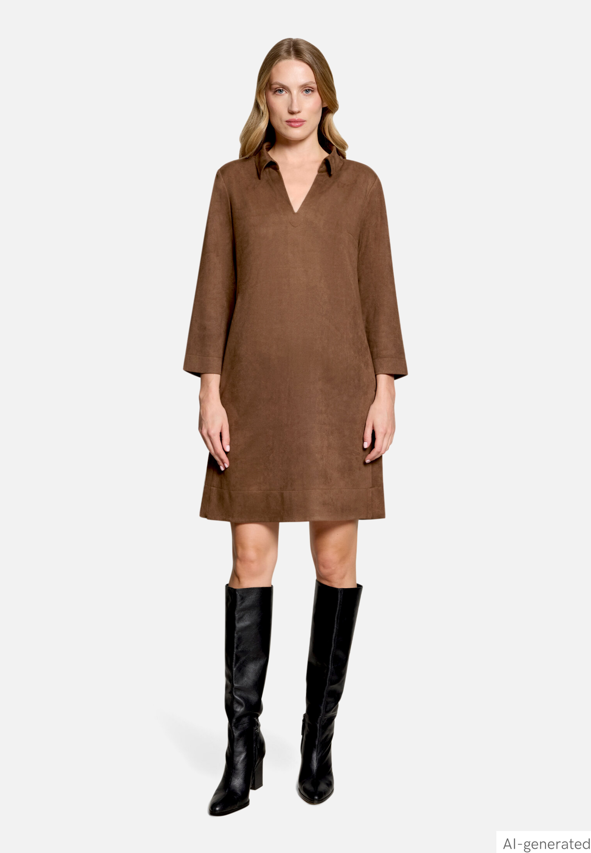 Kleid in Velourslederoptik