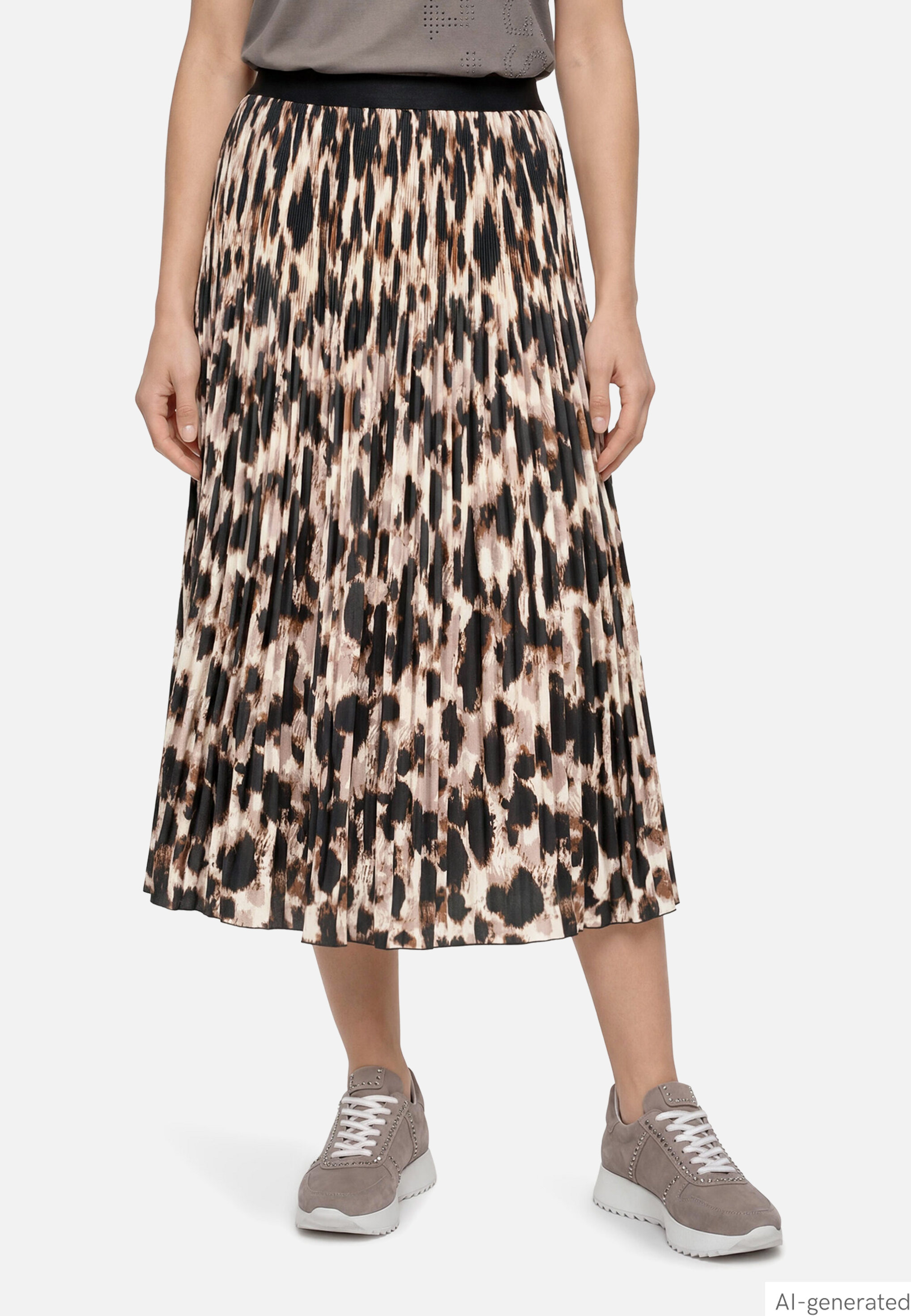 Plisseerock Midi mit Leoprint