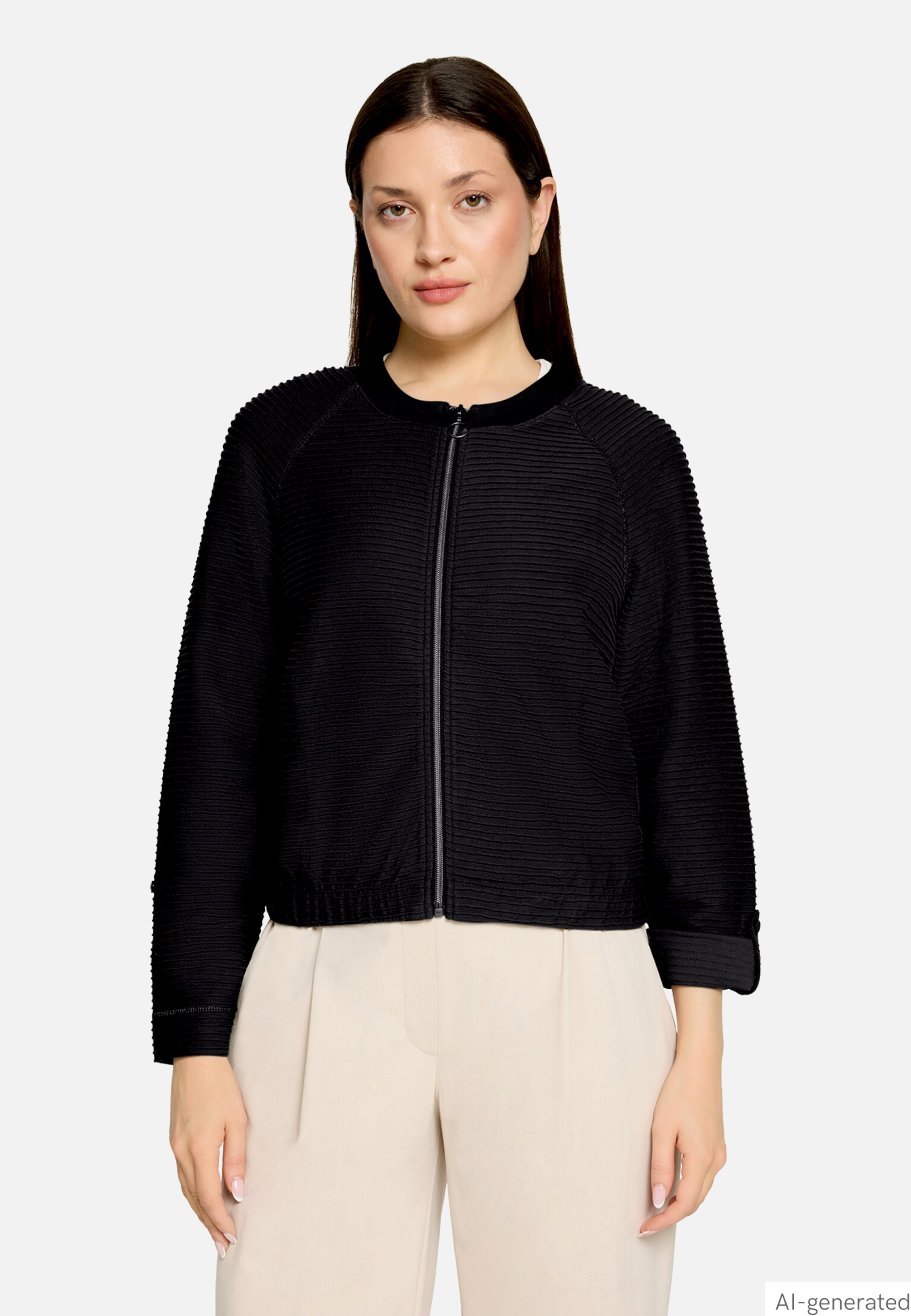 Casual-Jacke mit Rippenstruktur