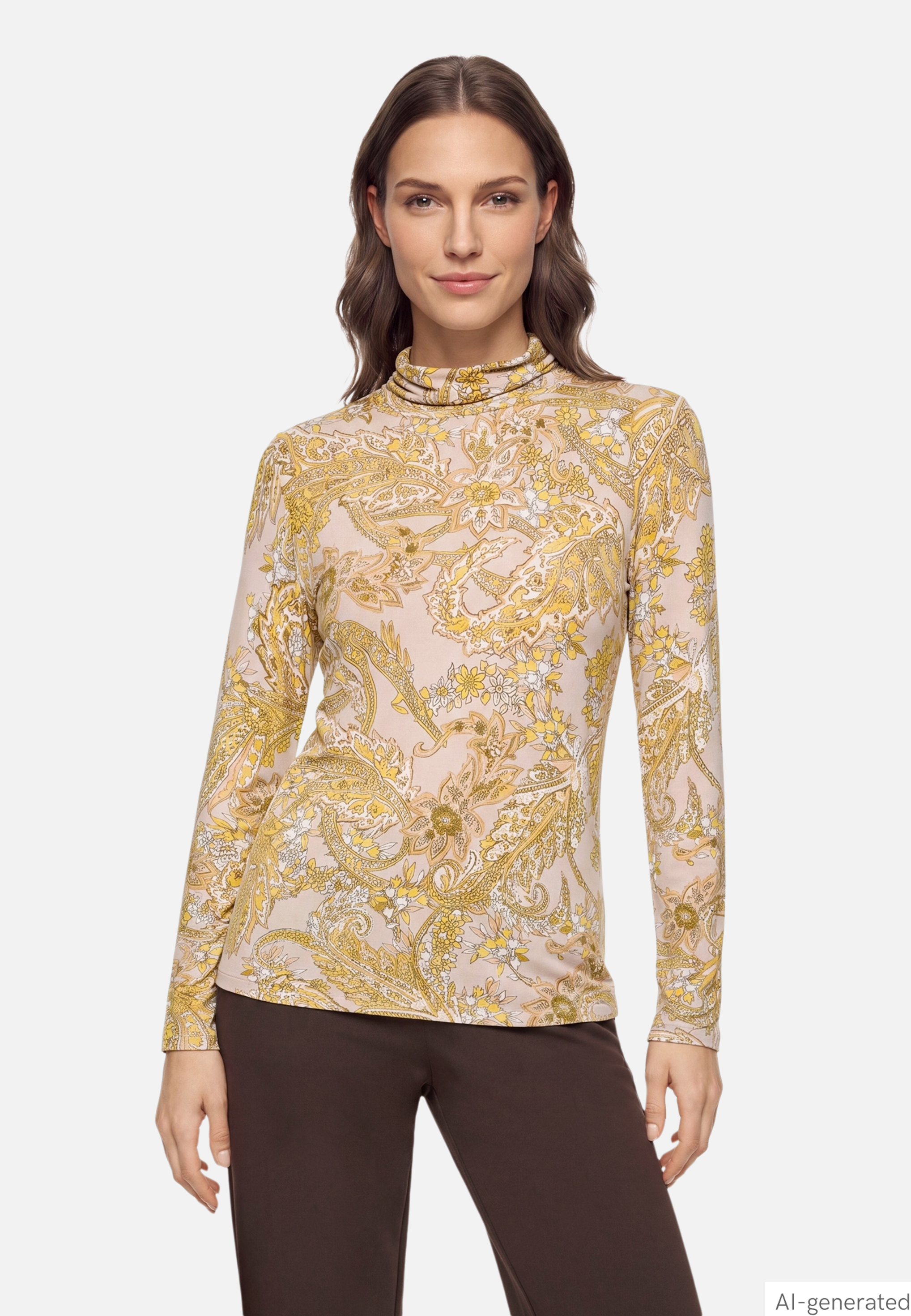 Rollkragenshirt mit Paisley-Muster