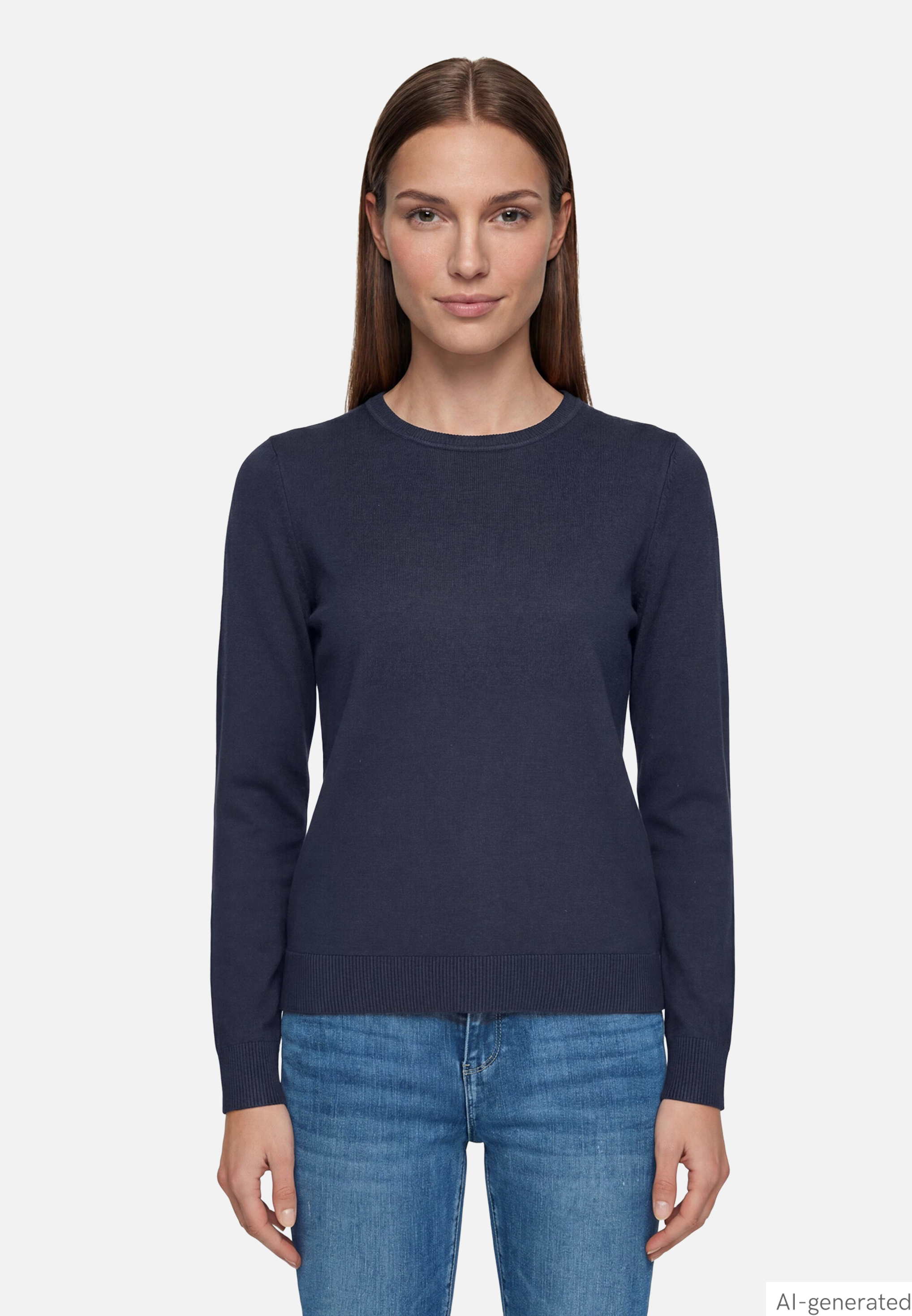 Basic-Strickpullover mit Rundhalsausschnitt
