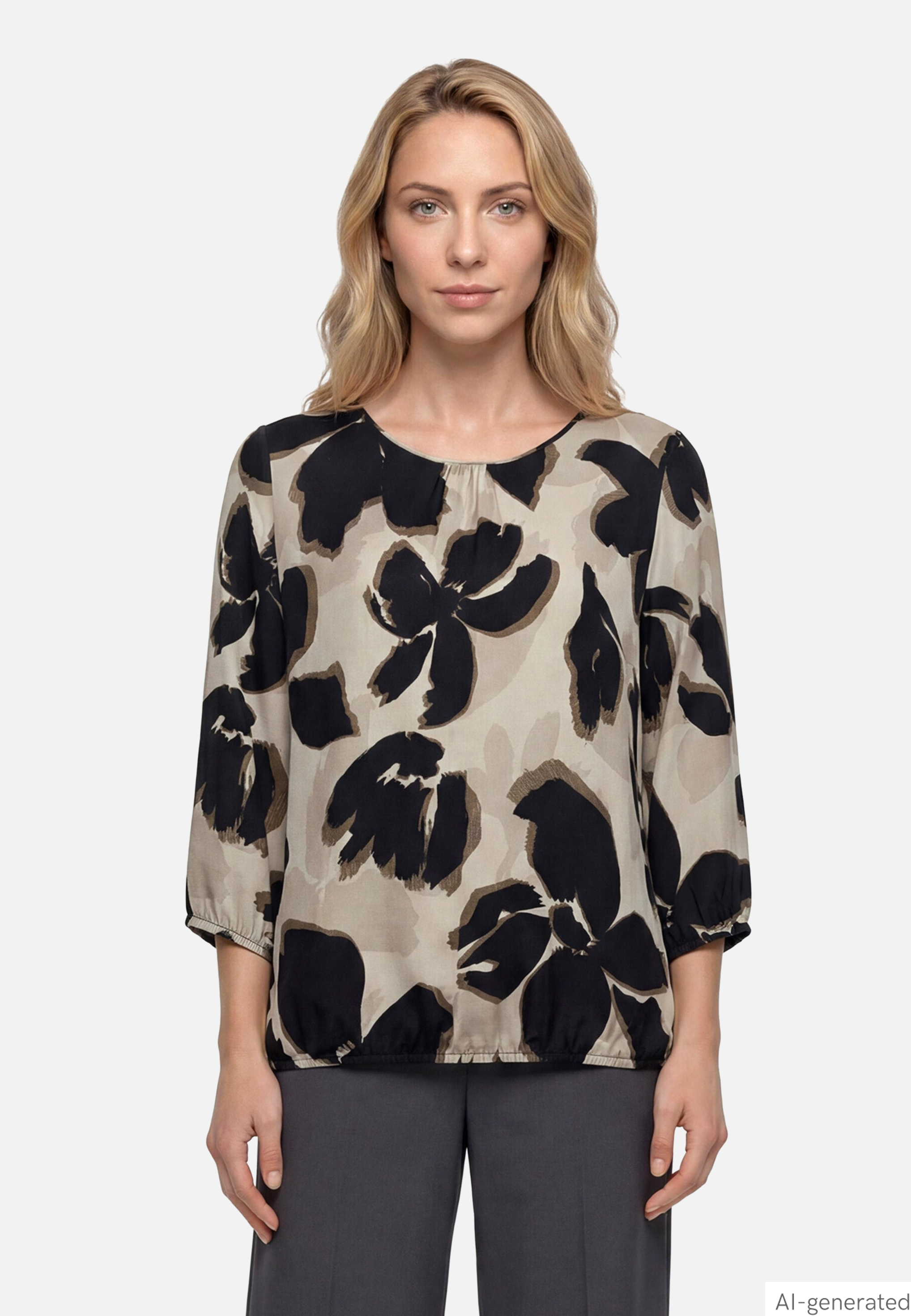 Schlupfbluse 3/4 Arm mit Blumen
