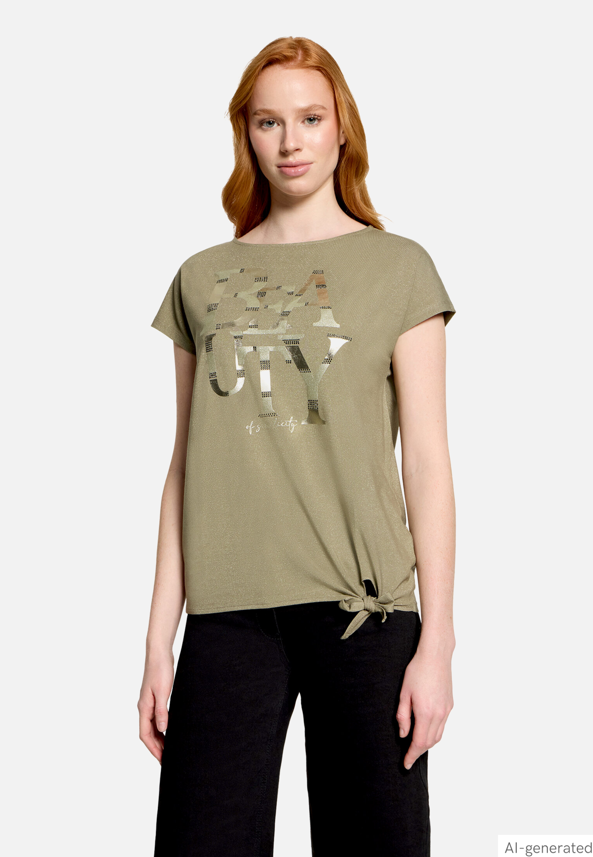 Halbarm-Shirt mit Schleifenknoten