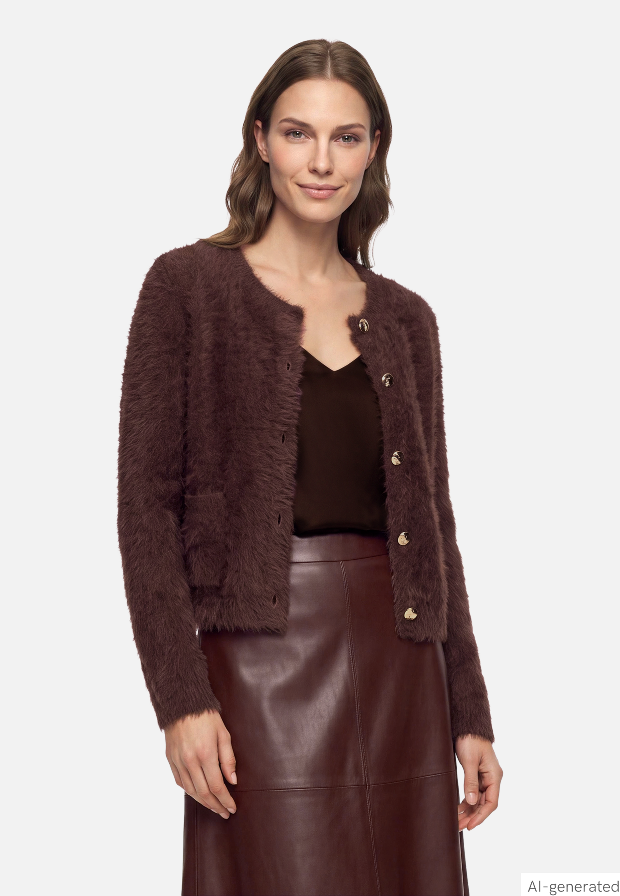 Strick-Cardigan mit Rundhalsausschnitt