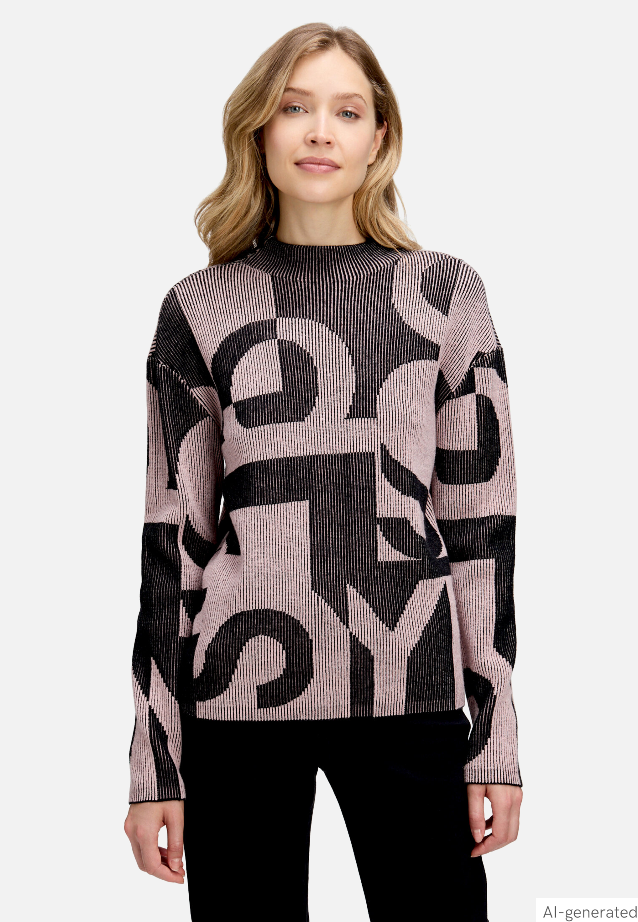 Grobstrick-Pullover mit Jacquard