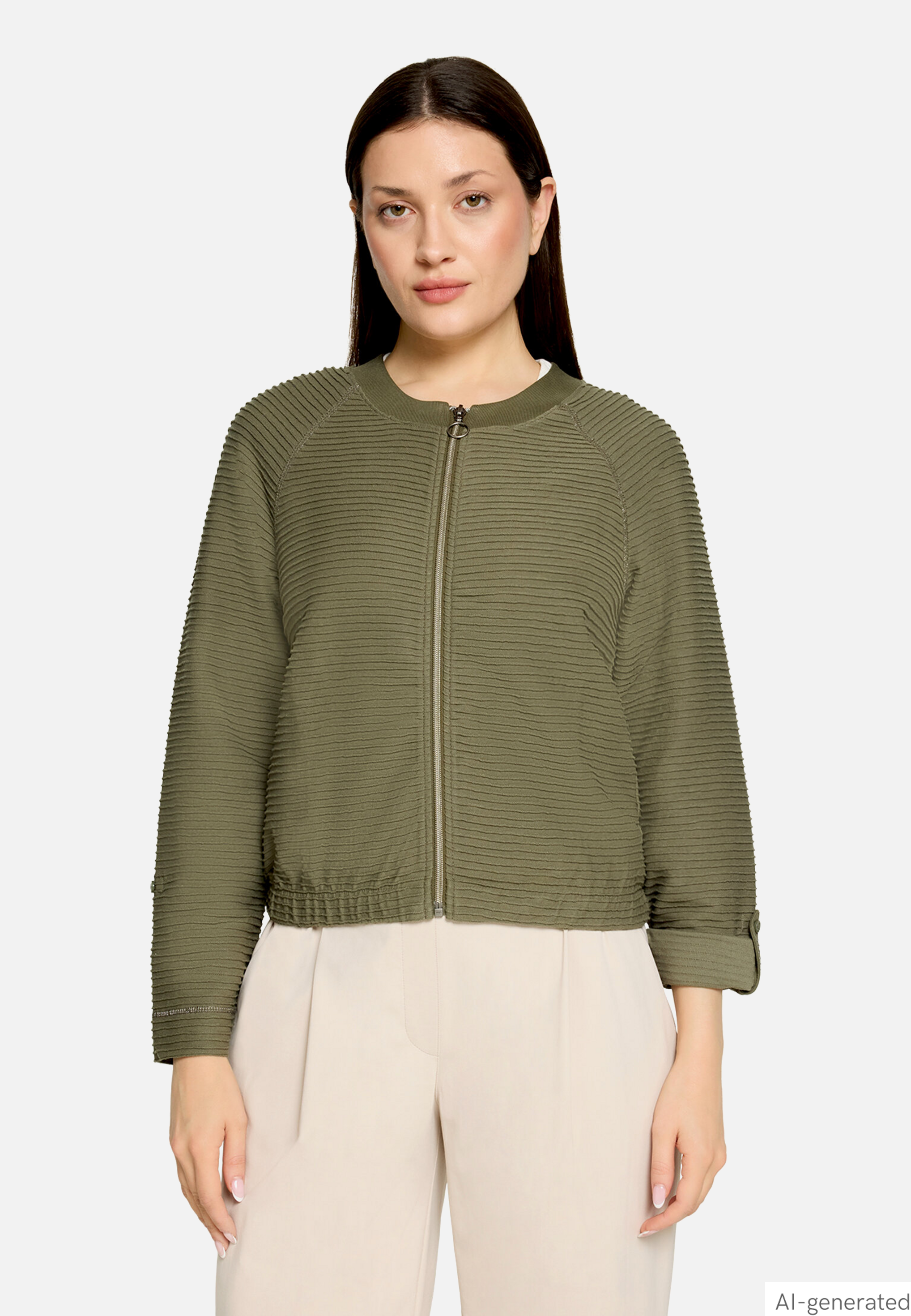 Casual-Jacke mit Rippenstruktur