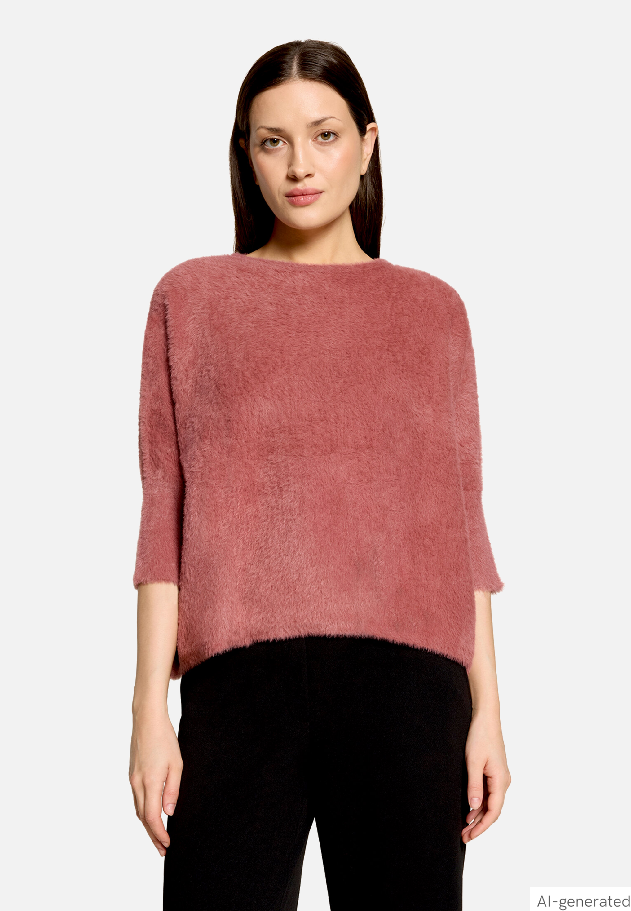 Flauschiger Pullover mit 3/4 Arm