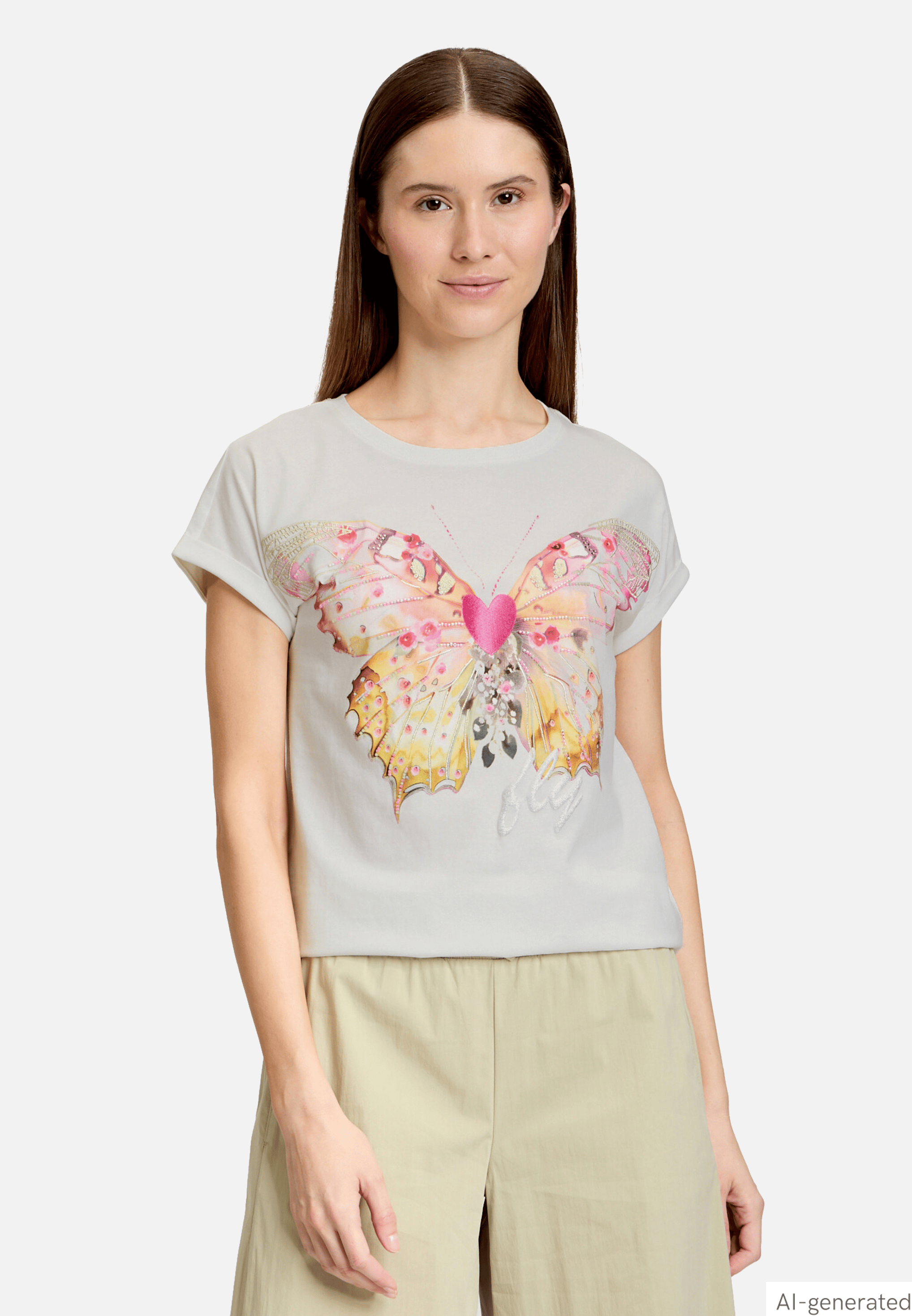 Printshirt mit Ärmelaufschlag