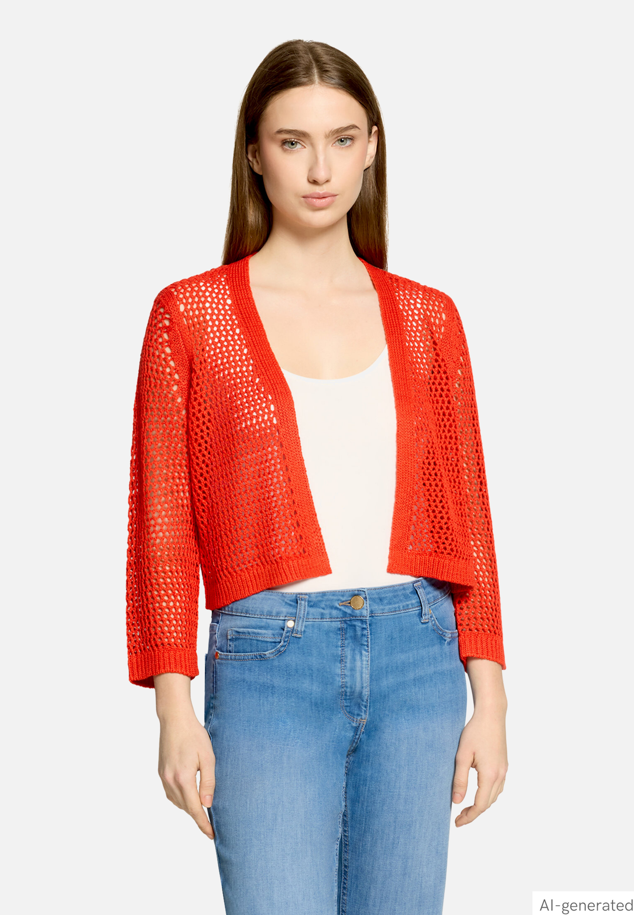 Grobstrickjacke mit Lochmuster