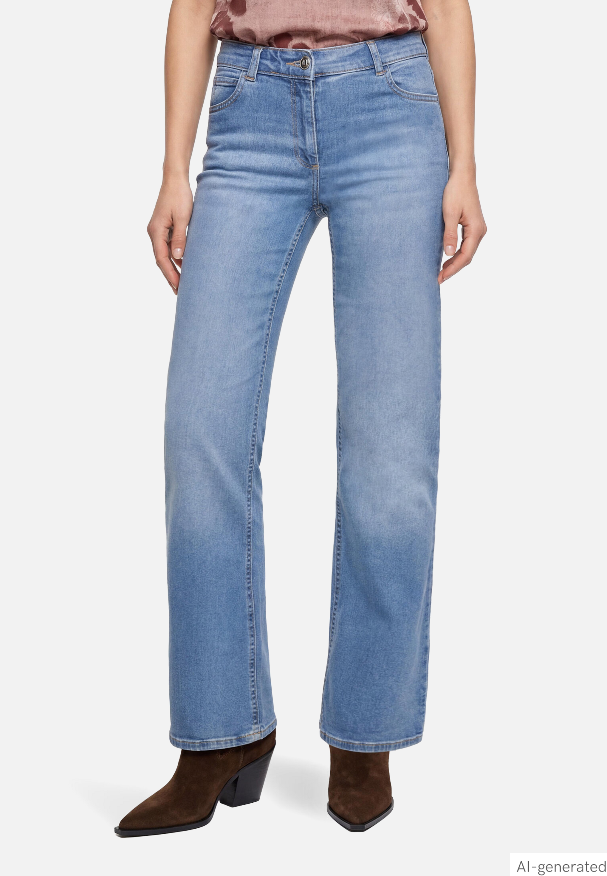 Wideleg Jeans mit Used Waschung