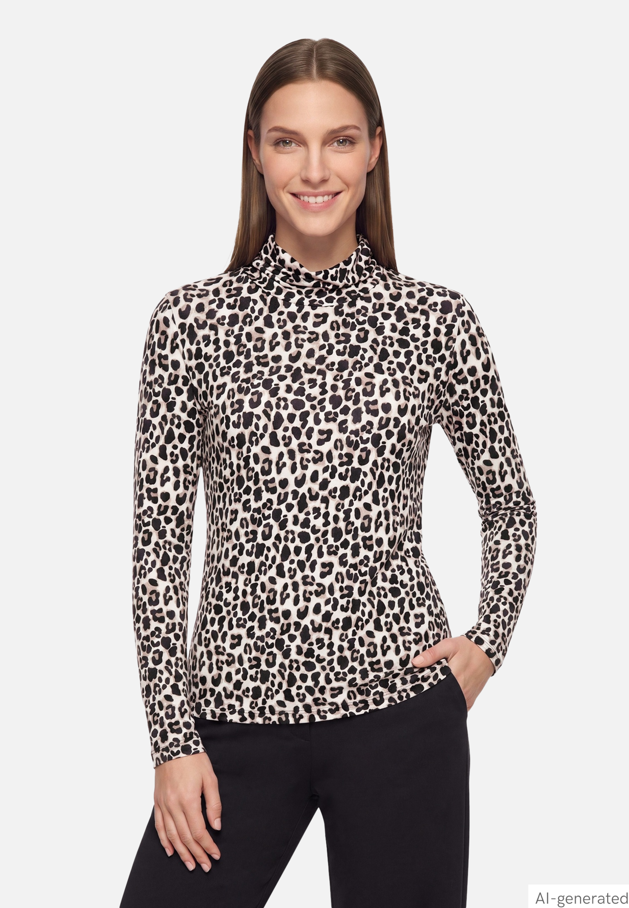 Rollkragenshirt  mit Leoprint