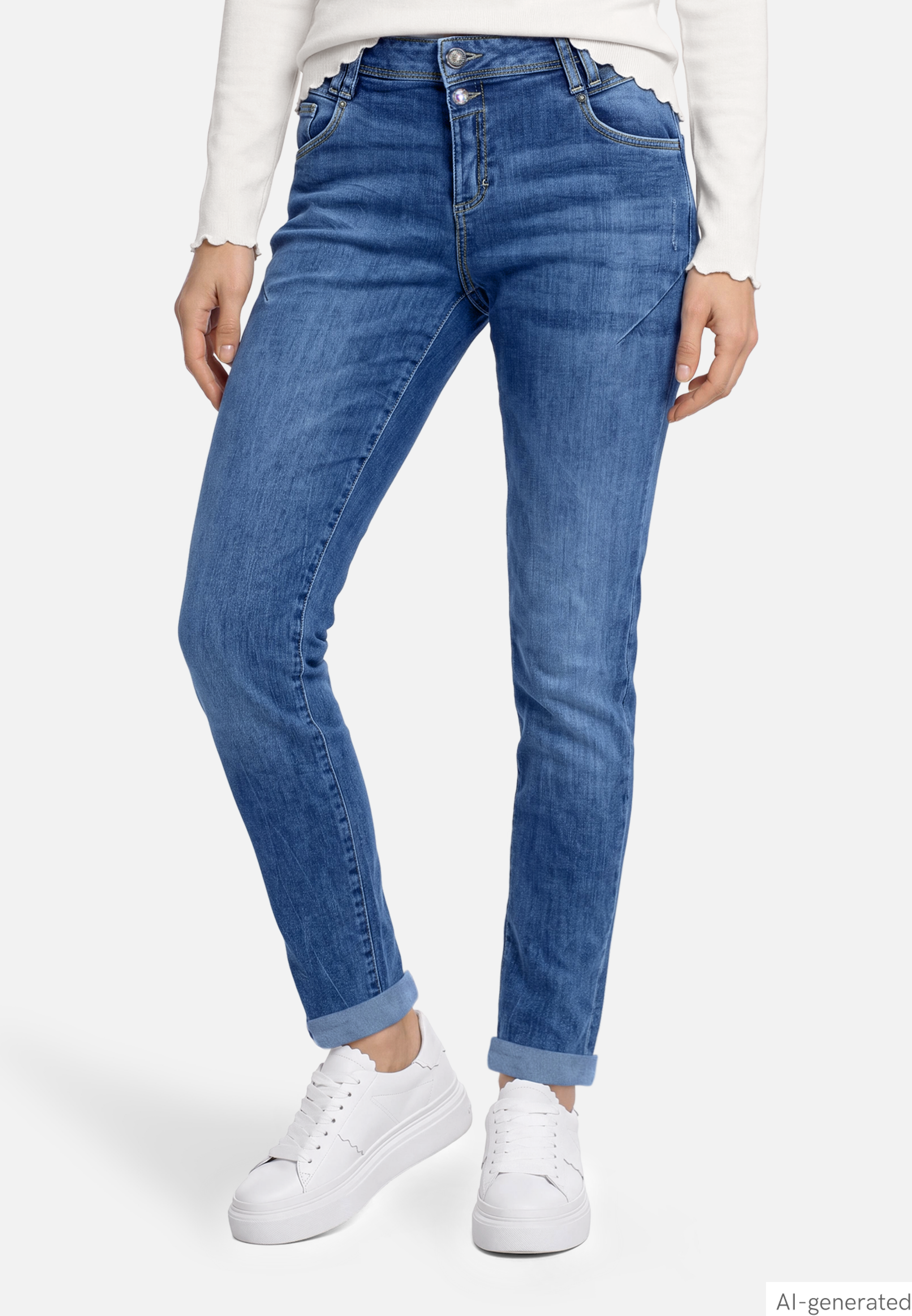 Boyfriend-Hose mit Nieten