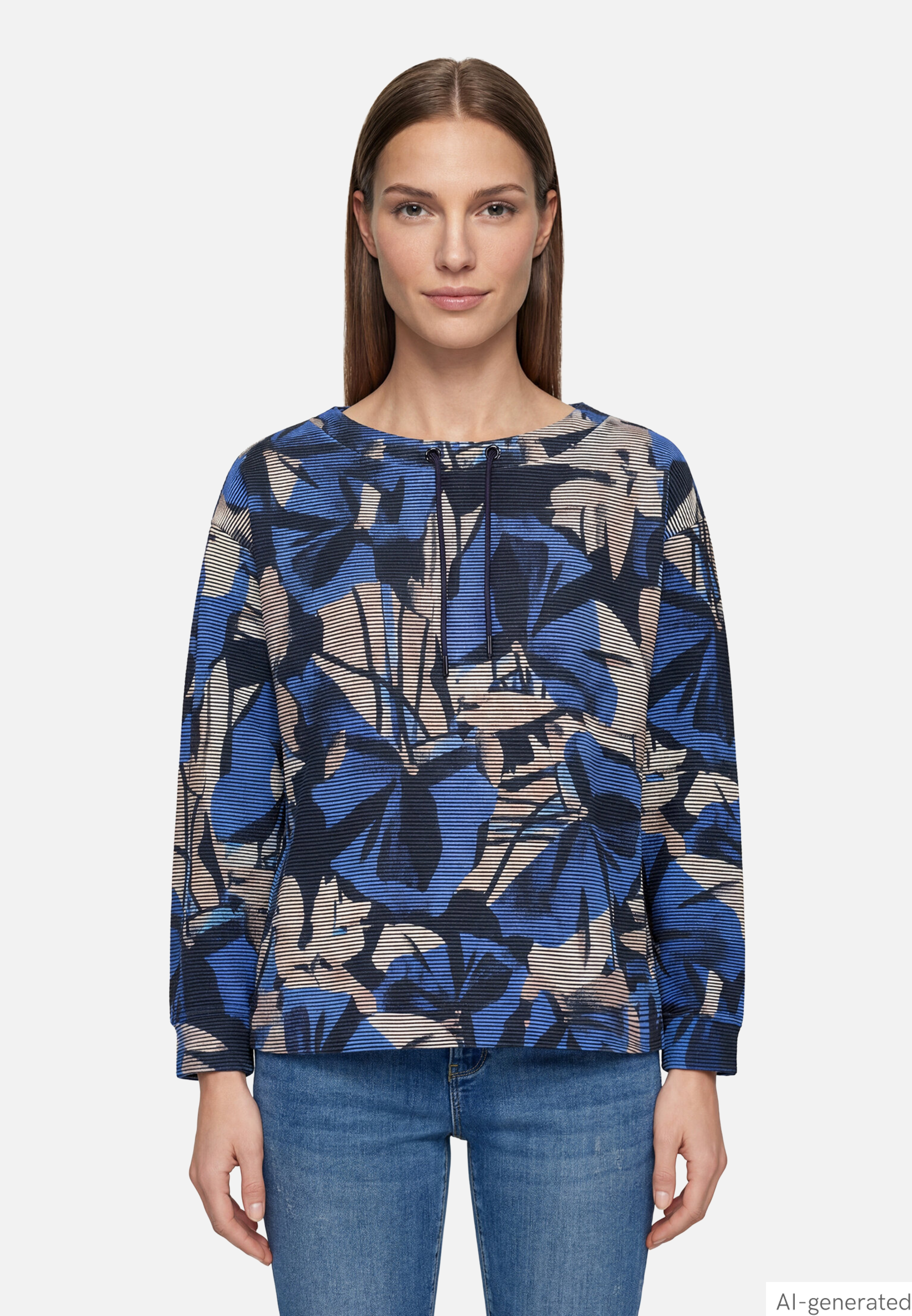 Sweatshirt Blumen mit Kordelzug