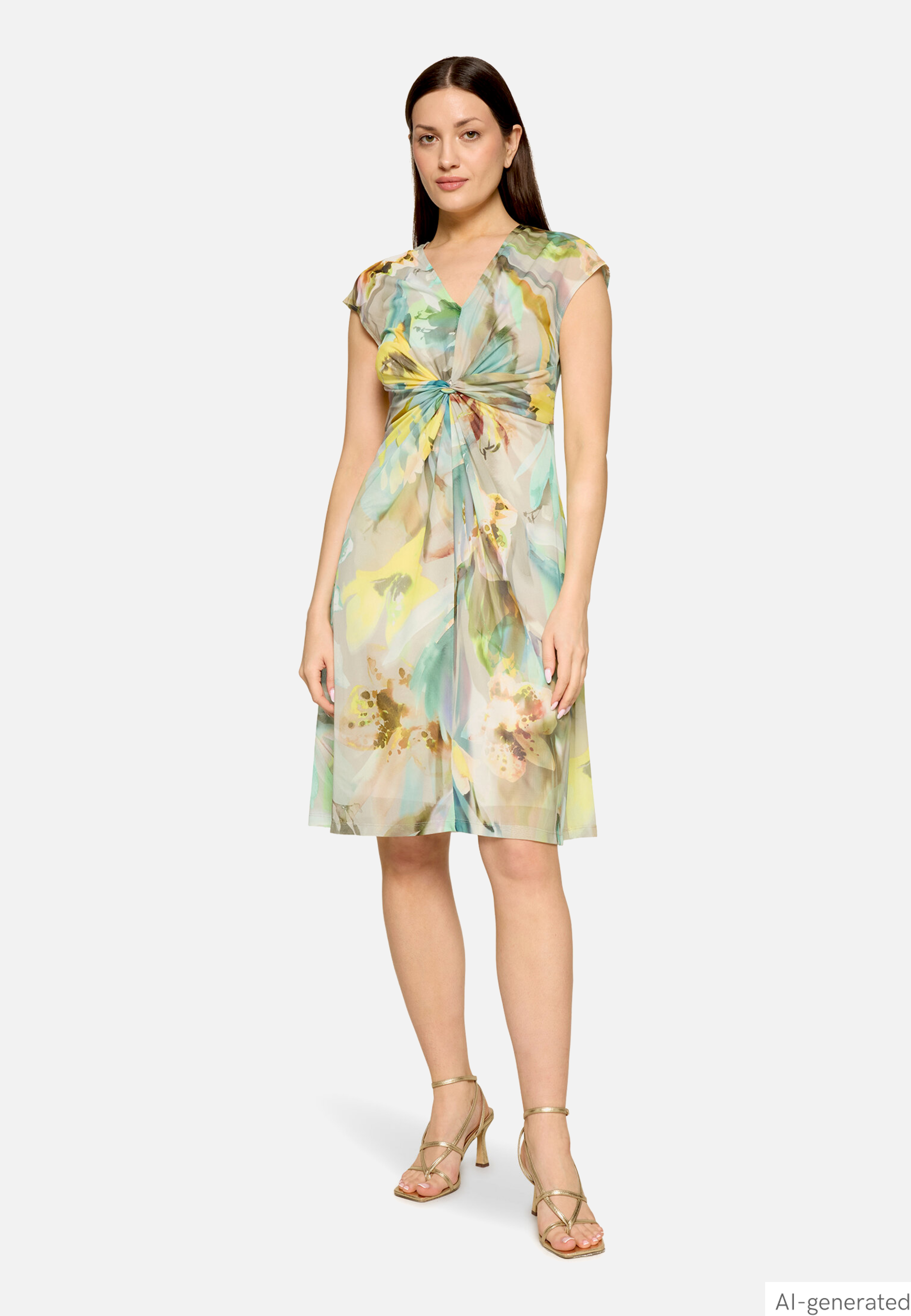 Mesh-Kleid mit Raffung