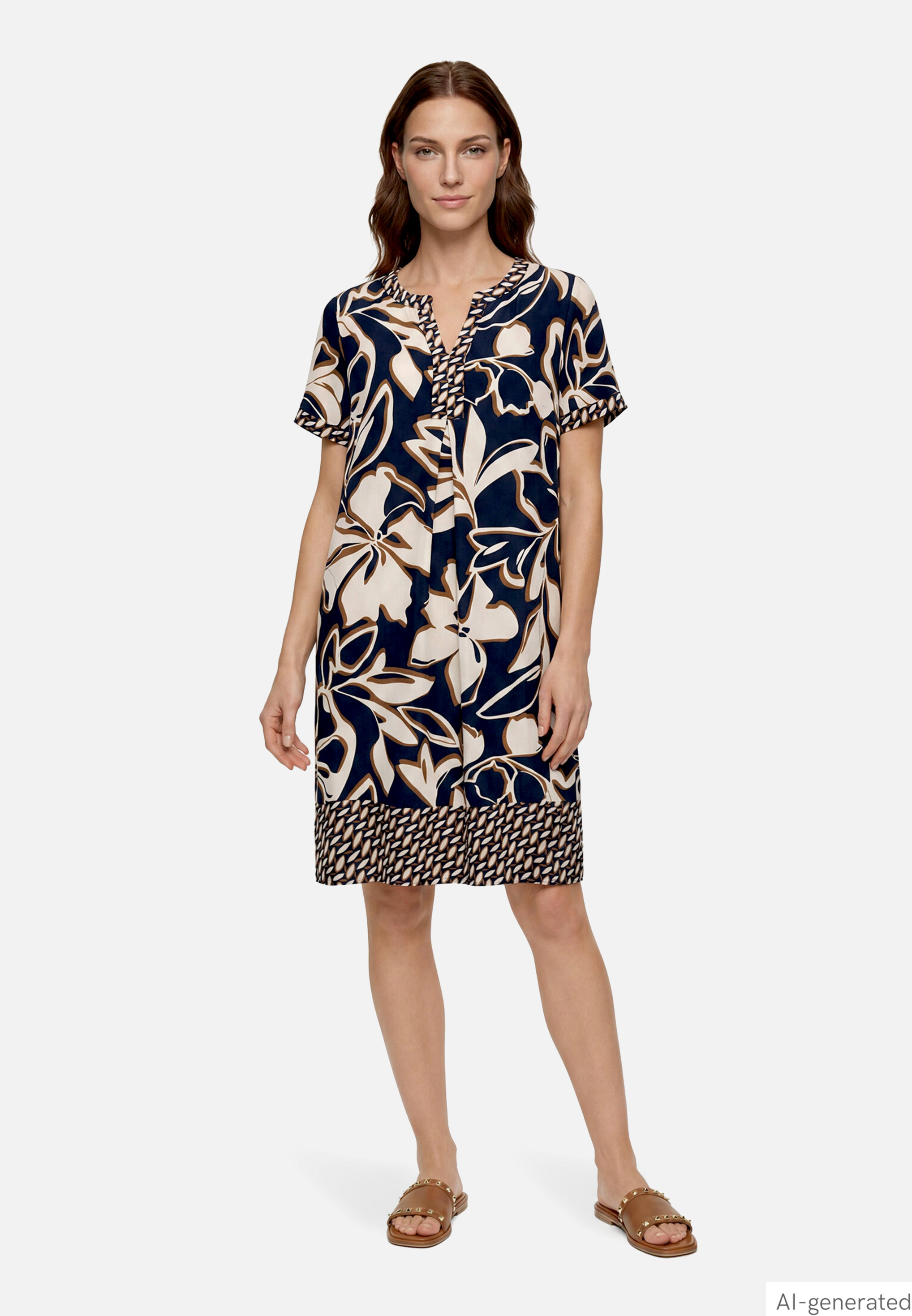 Tunika-Kleid mit floralem Muster