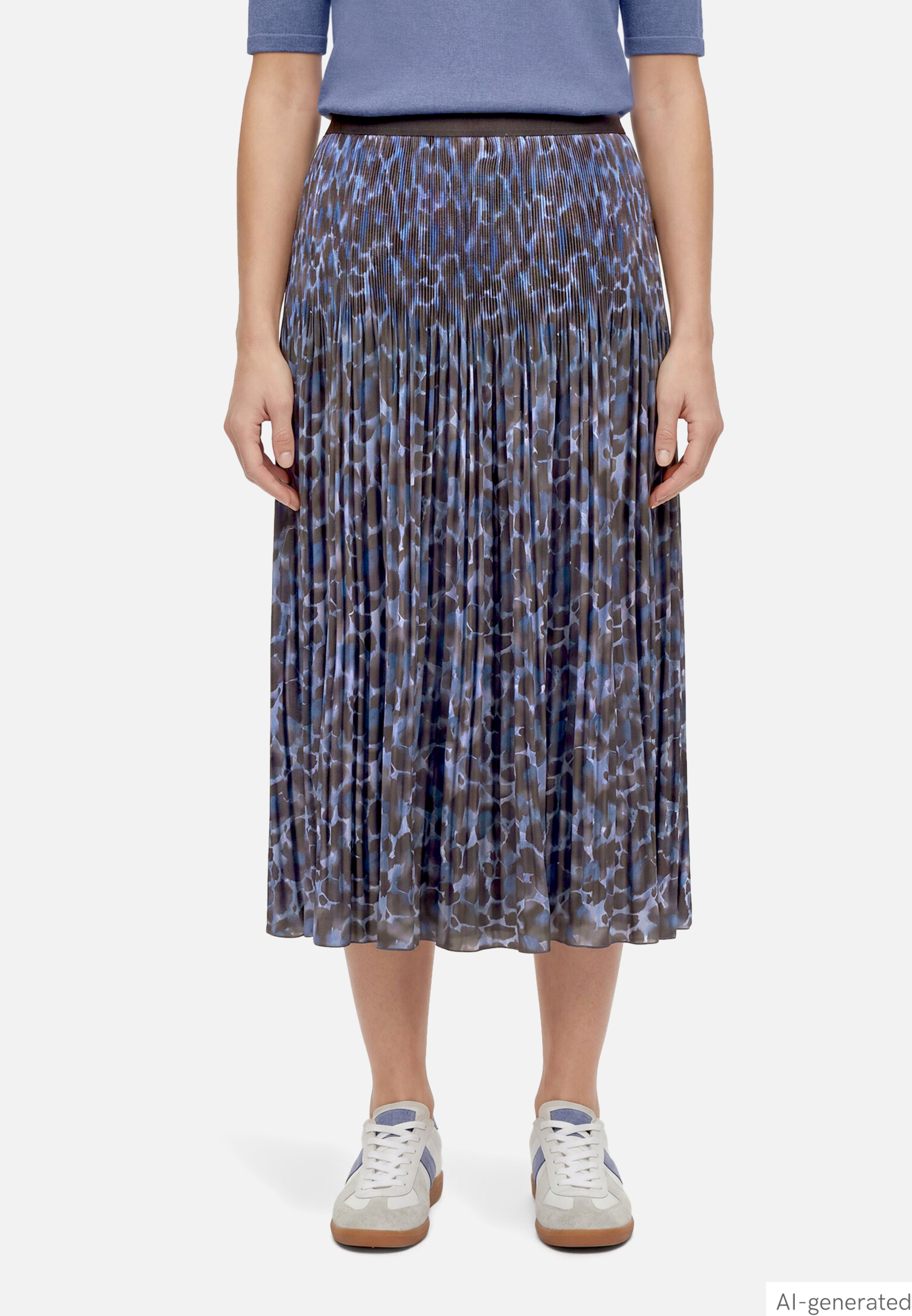 Plisseerock Midi mit Animalprint
