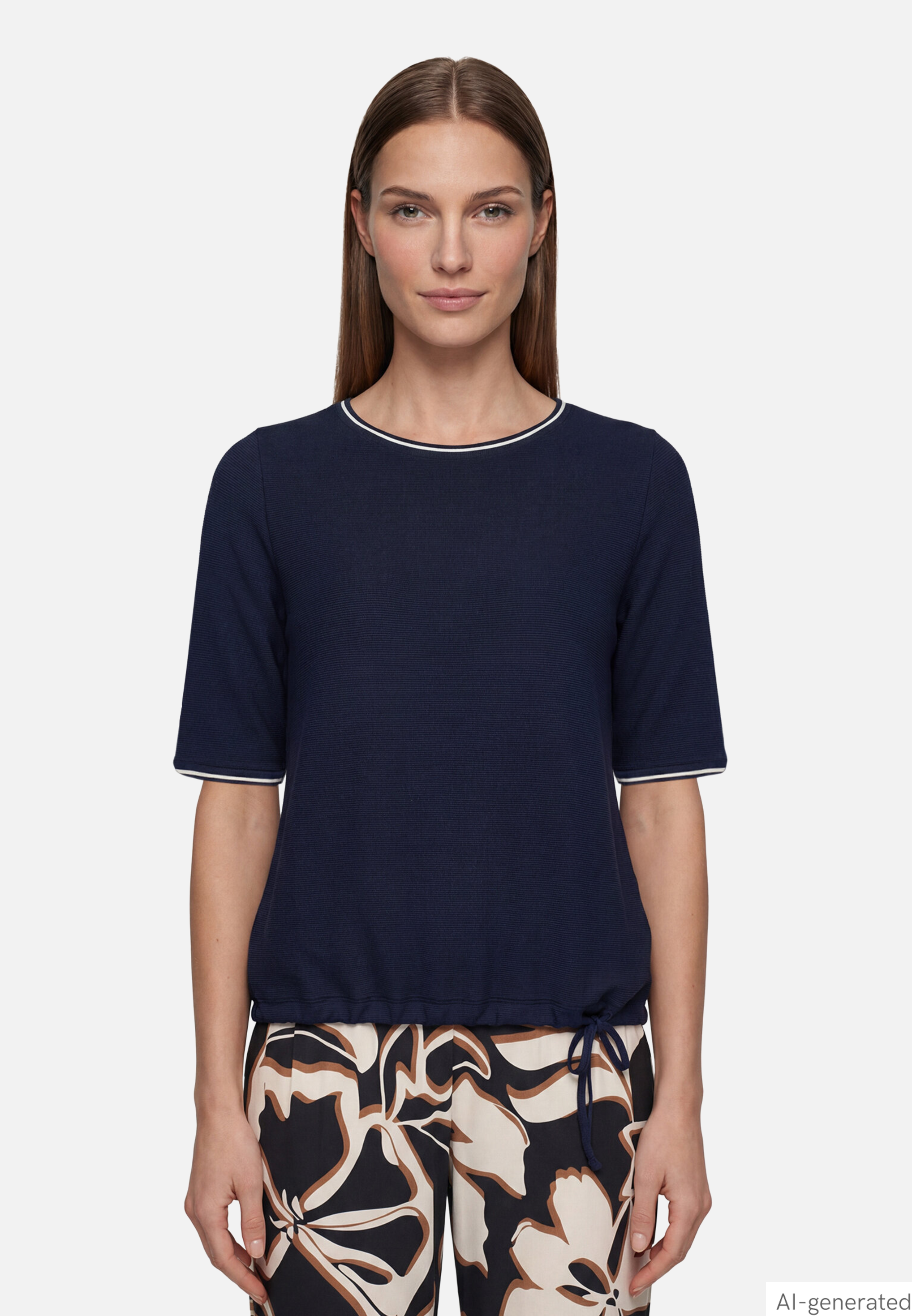 T-Shirt unifarben mit Tunnelzug