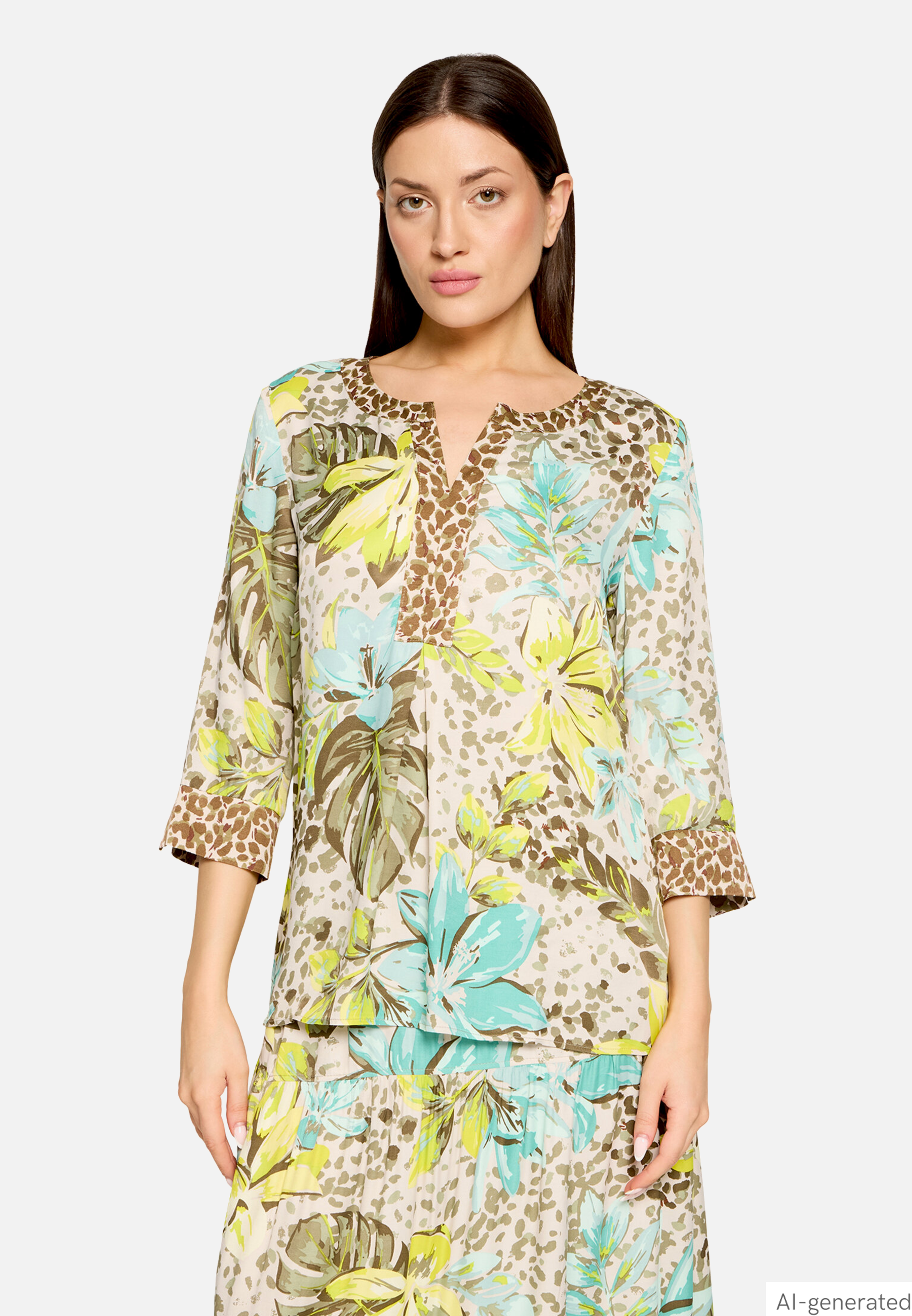 Schlupfbluse mit Blumenprint