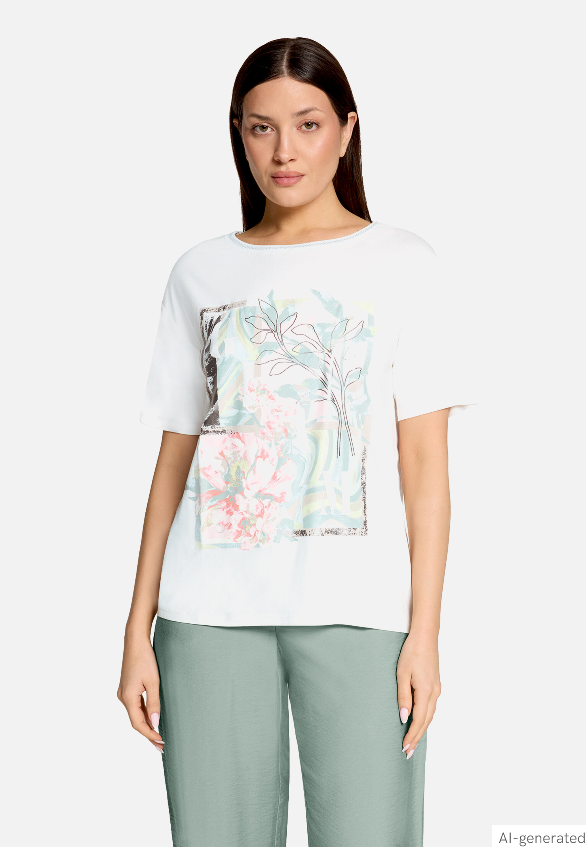 Printshirt Mit RippbüNdchen