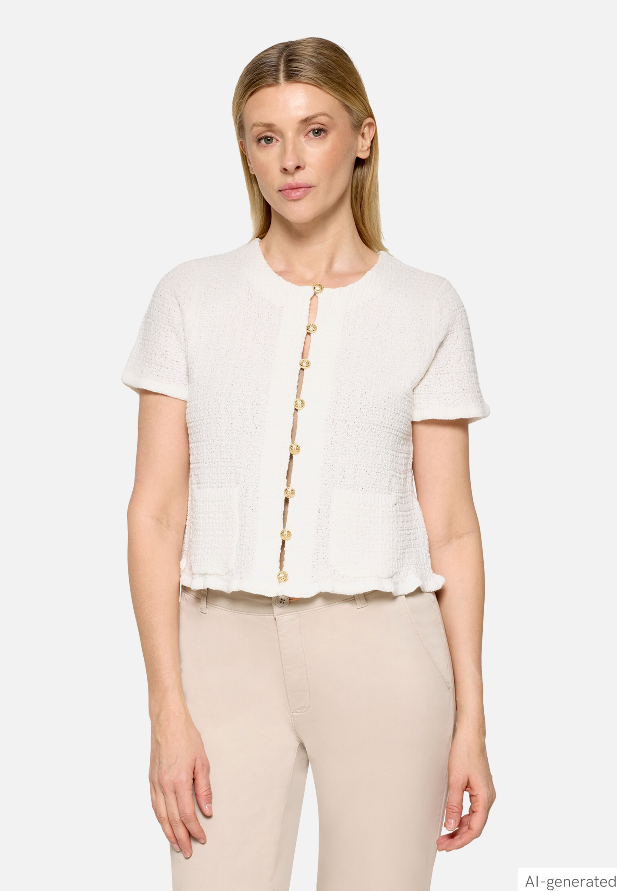 Strick-Cardigan mit Rundhalsausschnitt