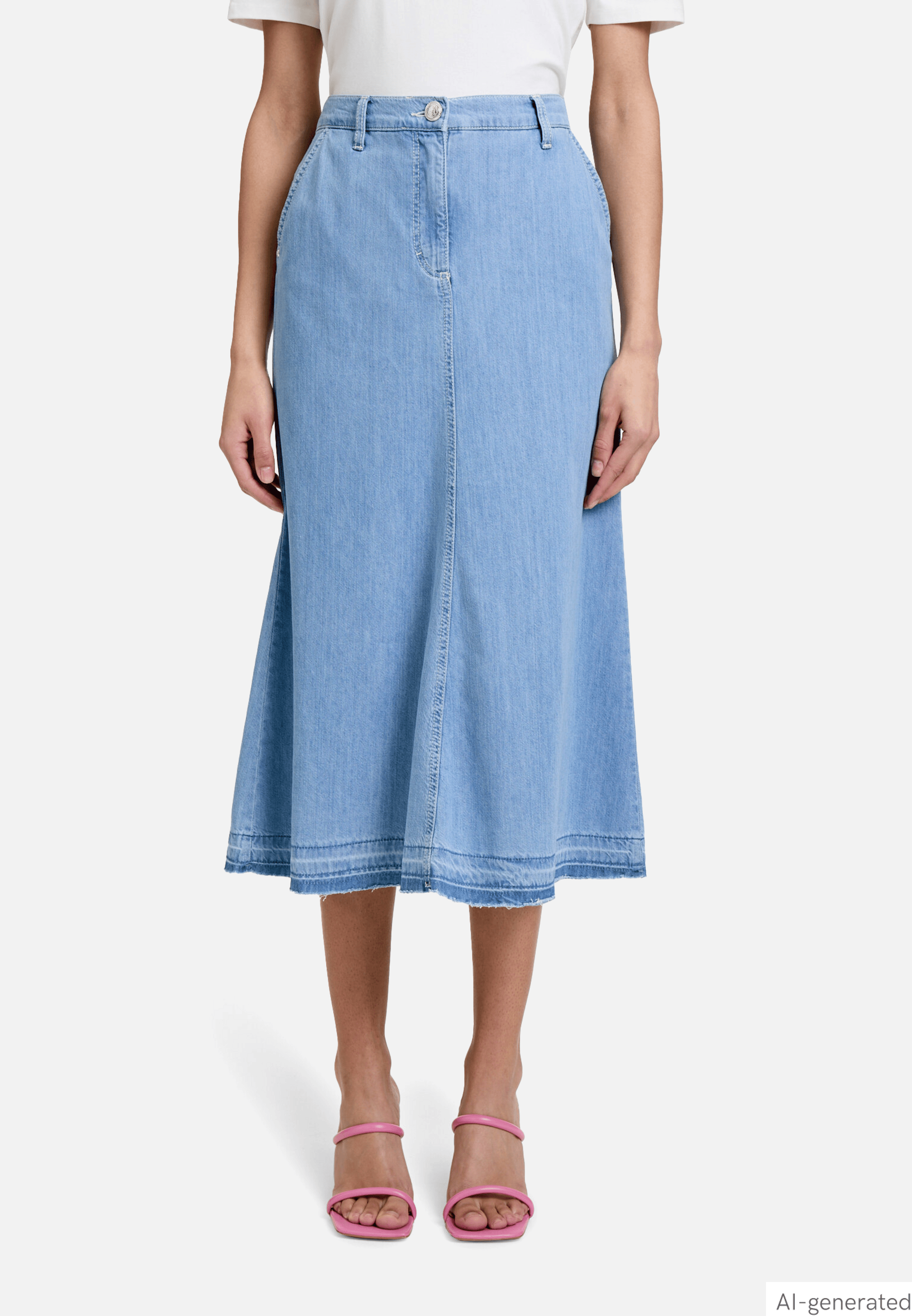 Jeansrock mit offenem Saum