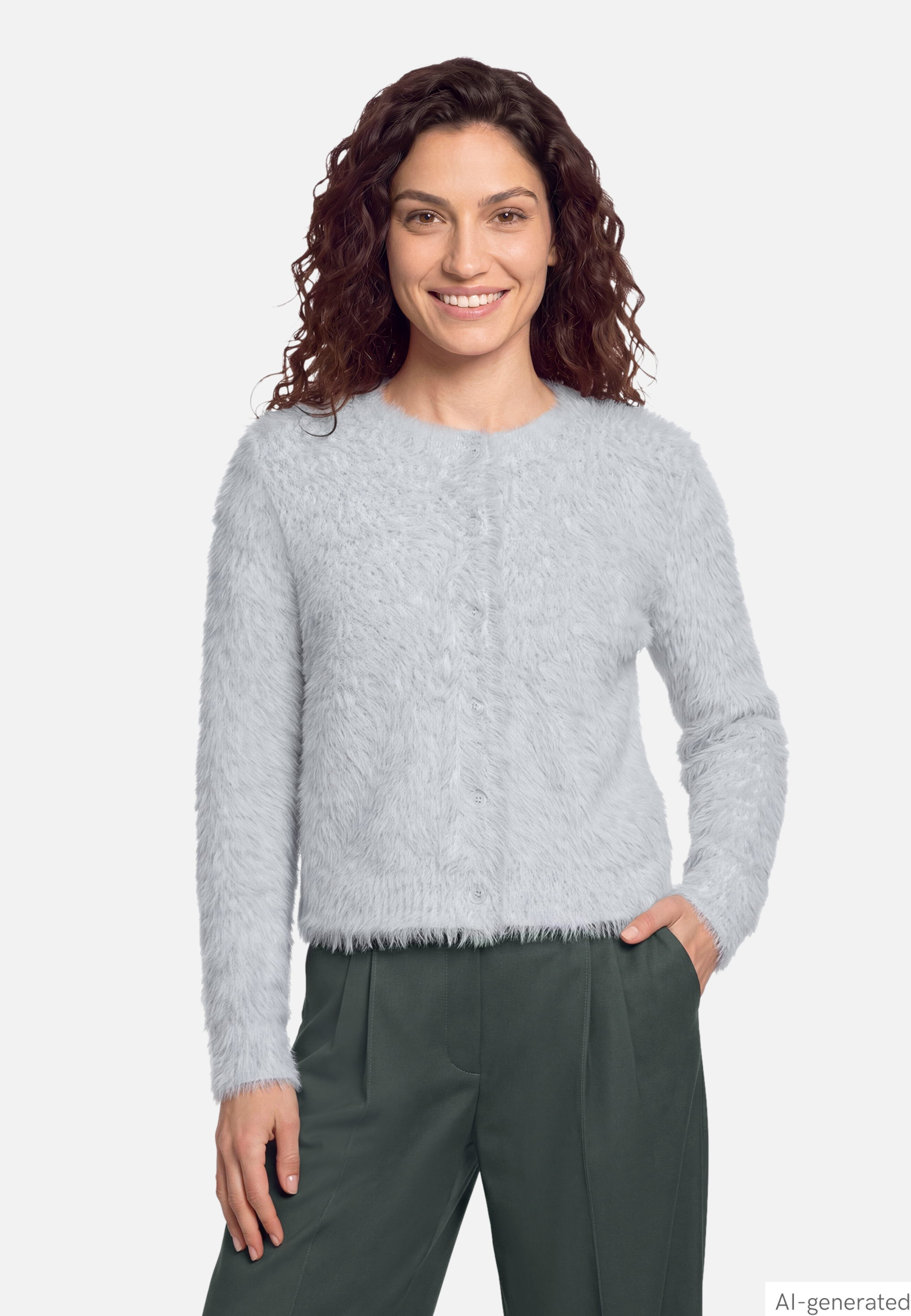 Strick-Cardigan mit Rundhalsausschnitt