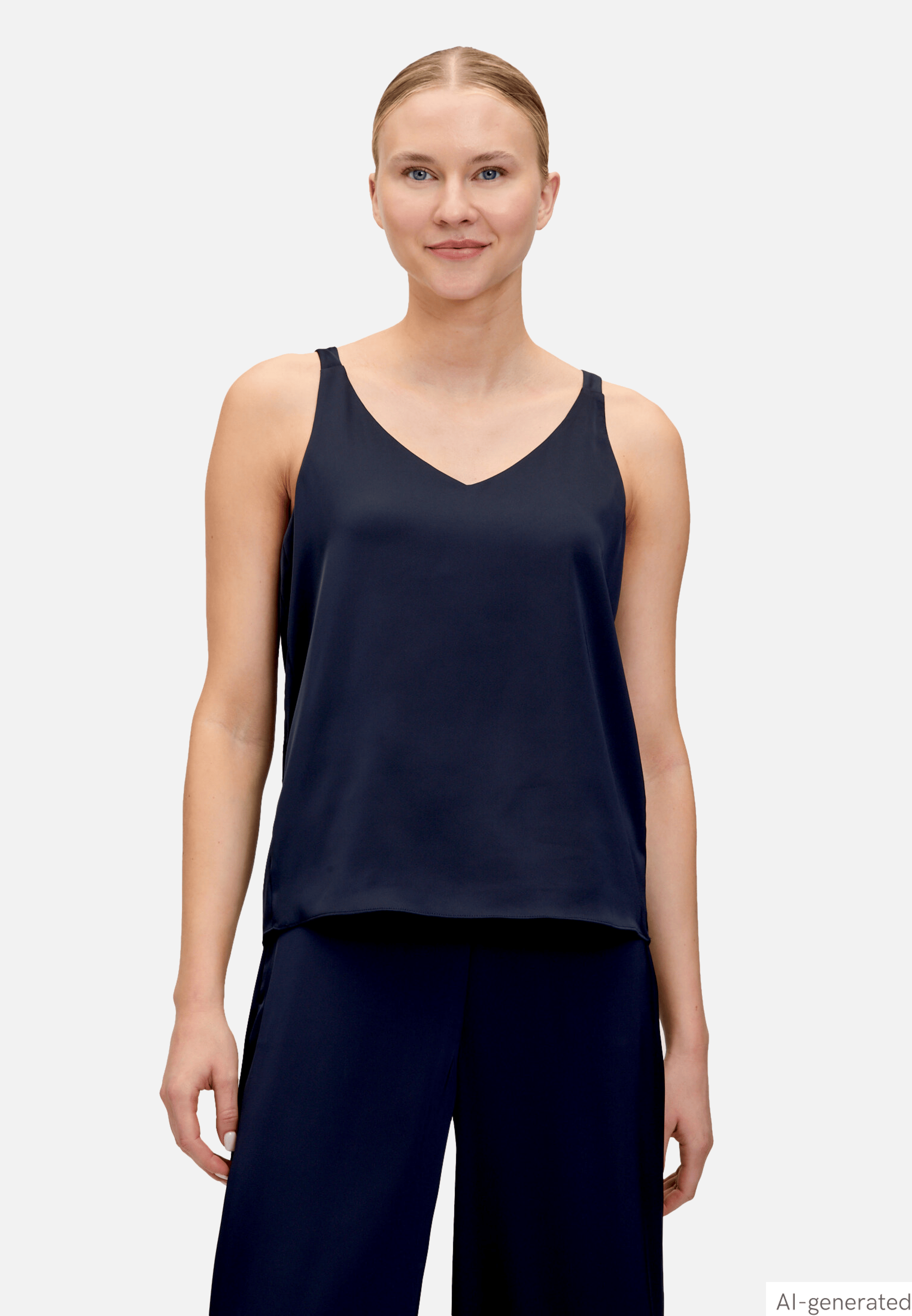 Satin-Bluse mit V-Ausschnitt