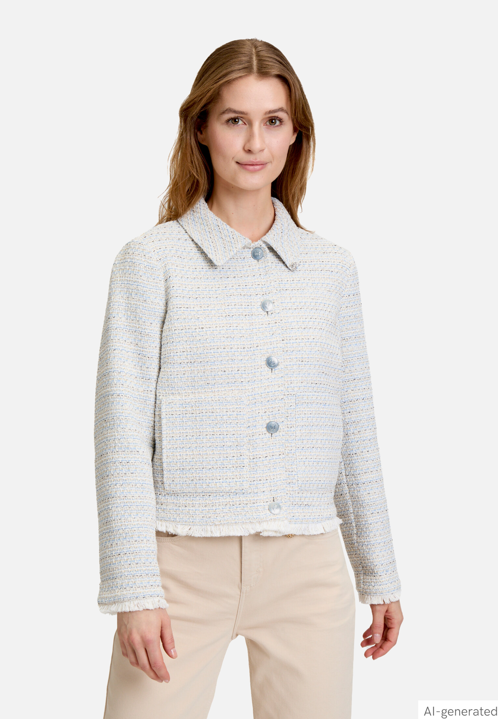 Tweedblazer mit Fransen