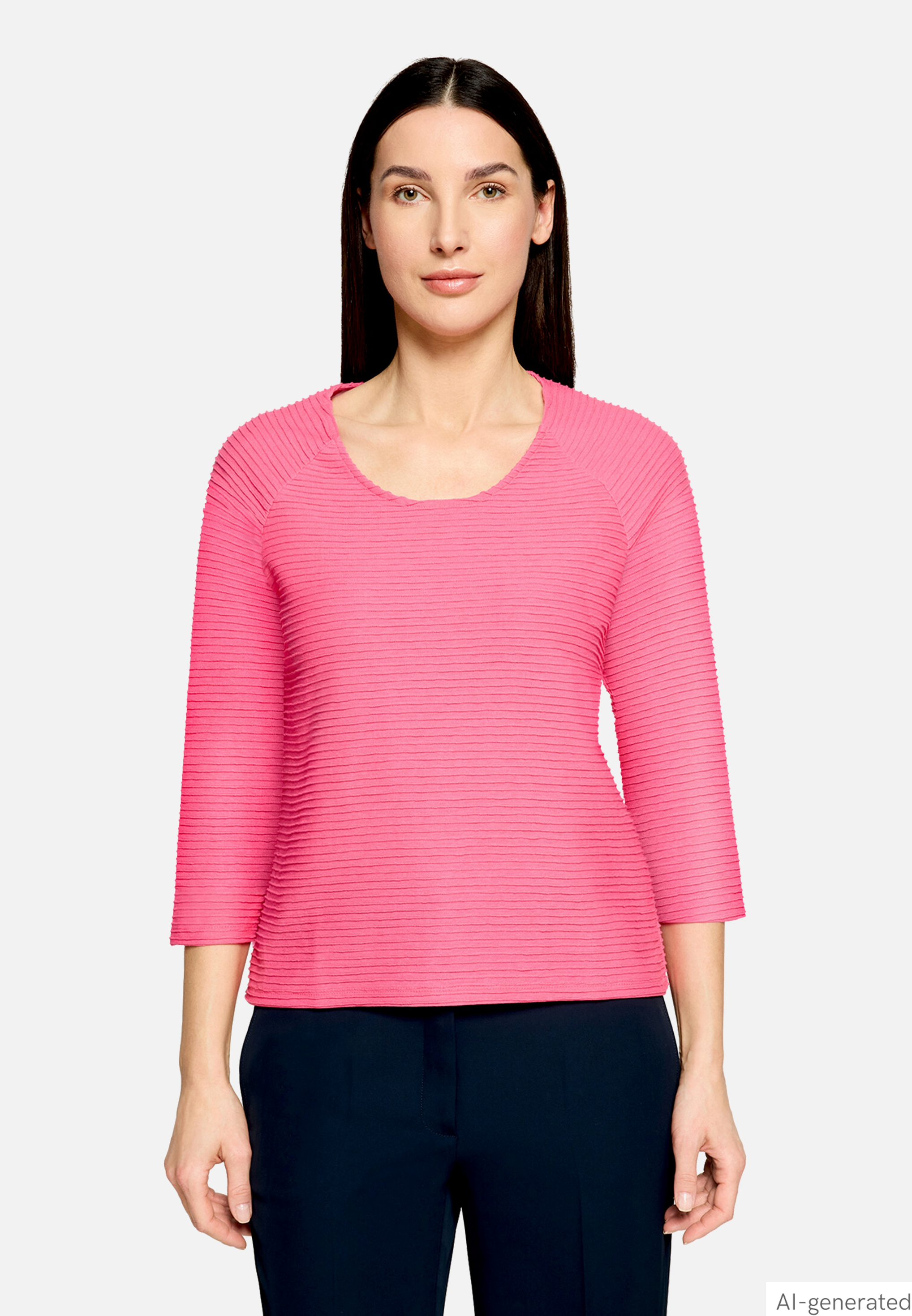 Casual-Shirt mit Rippenstruktur