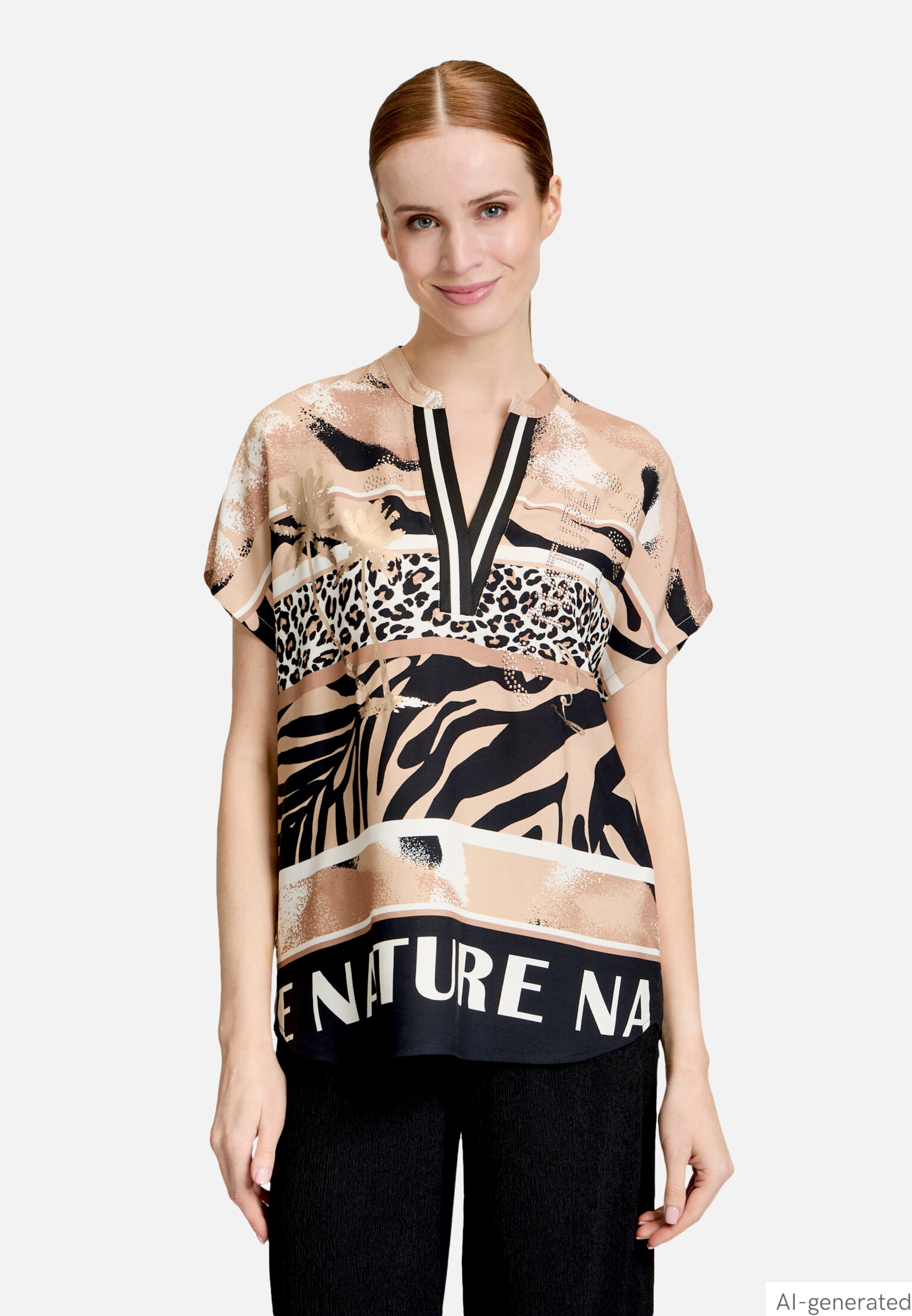 Longbluse mit Stehkragen