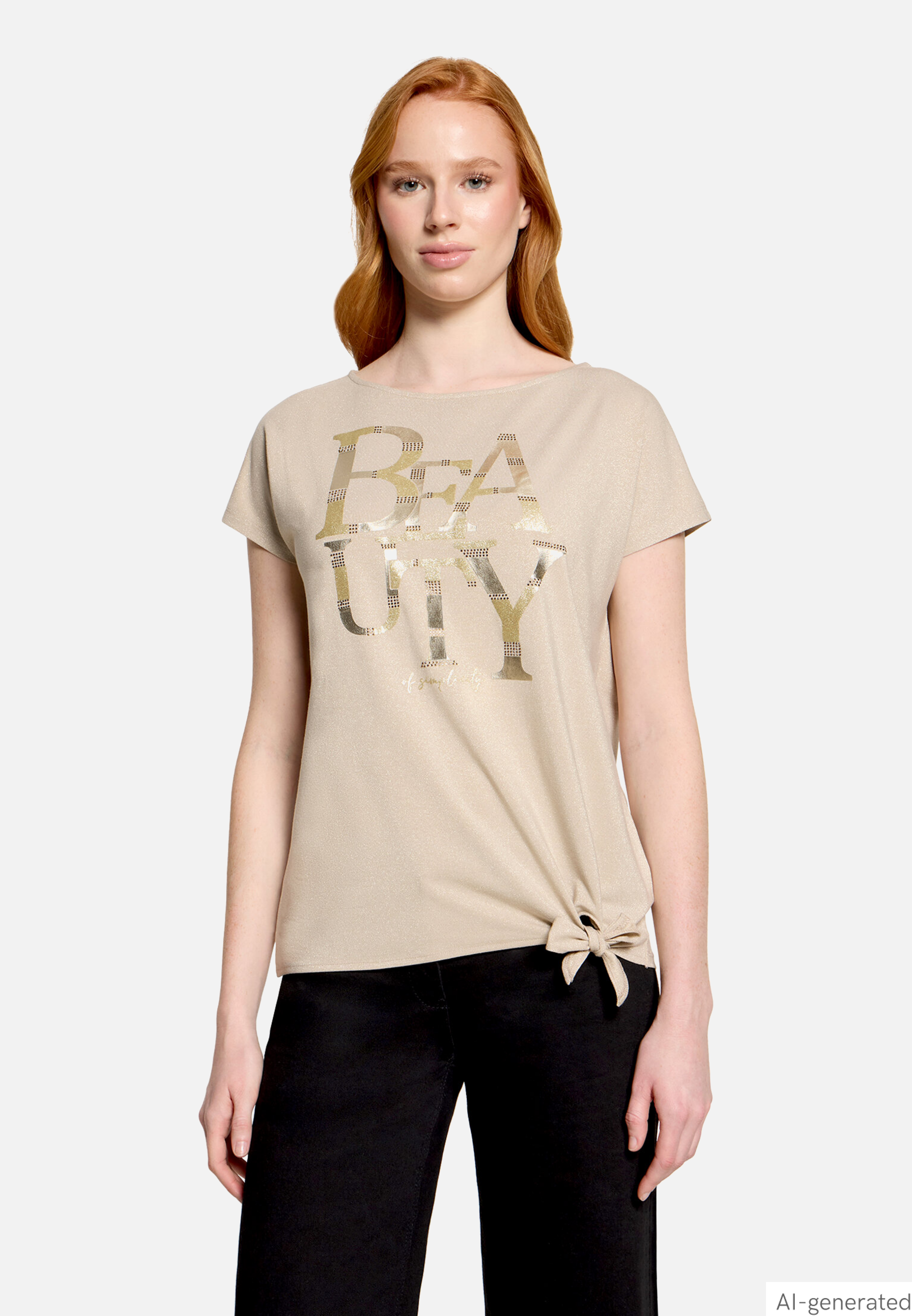 Halbarm-Shirt mit Schleifenknoten