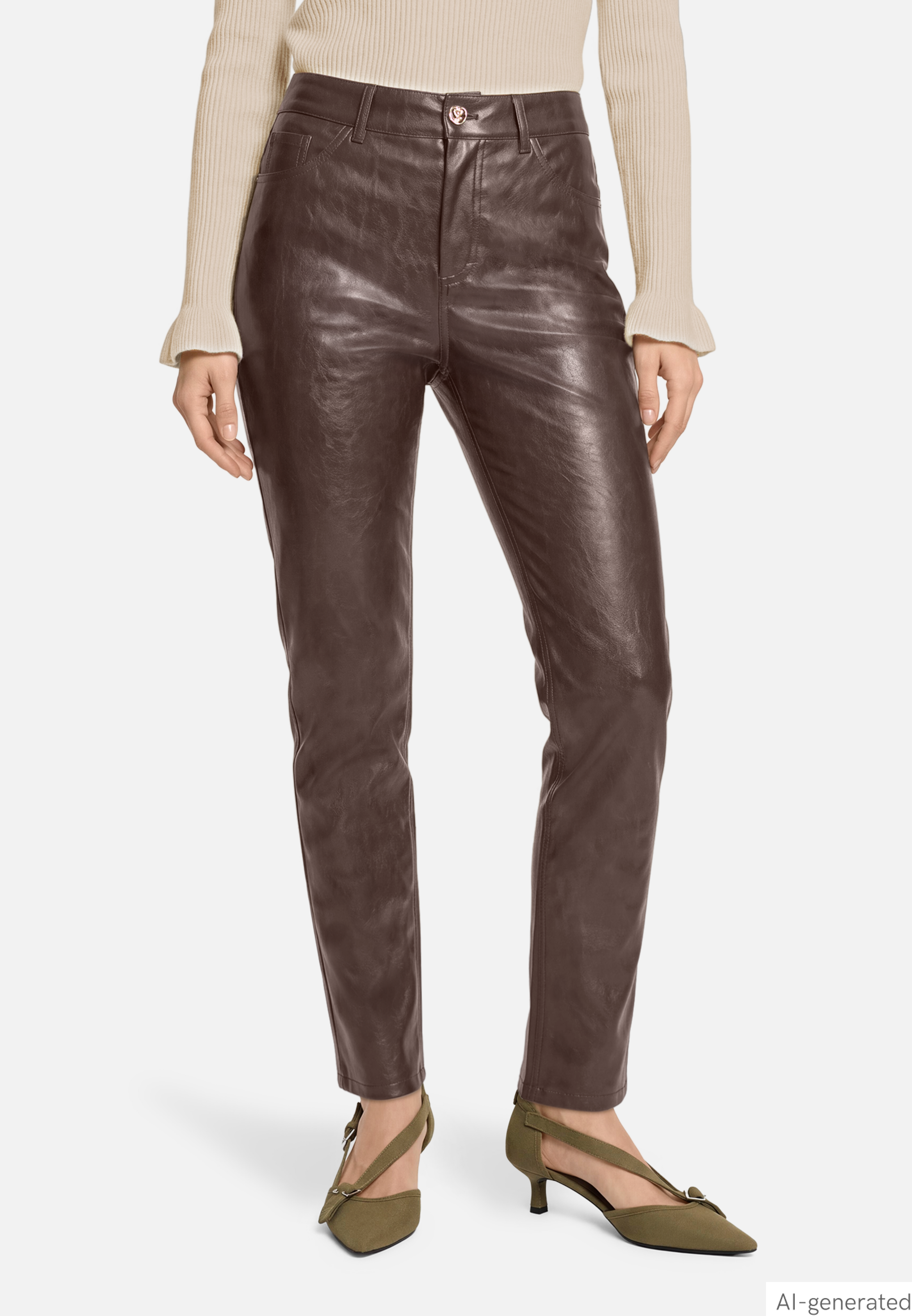 Kunstleder-Hose mit Taschen