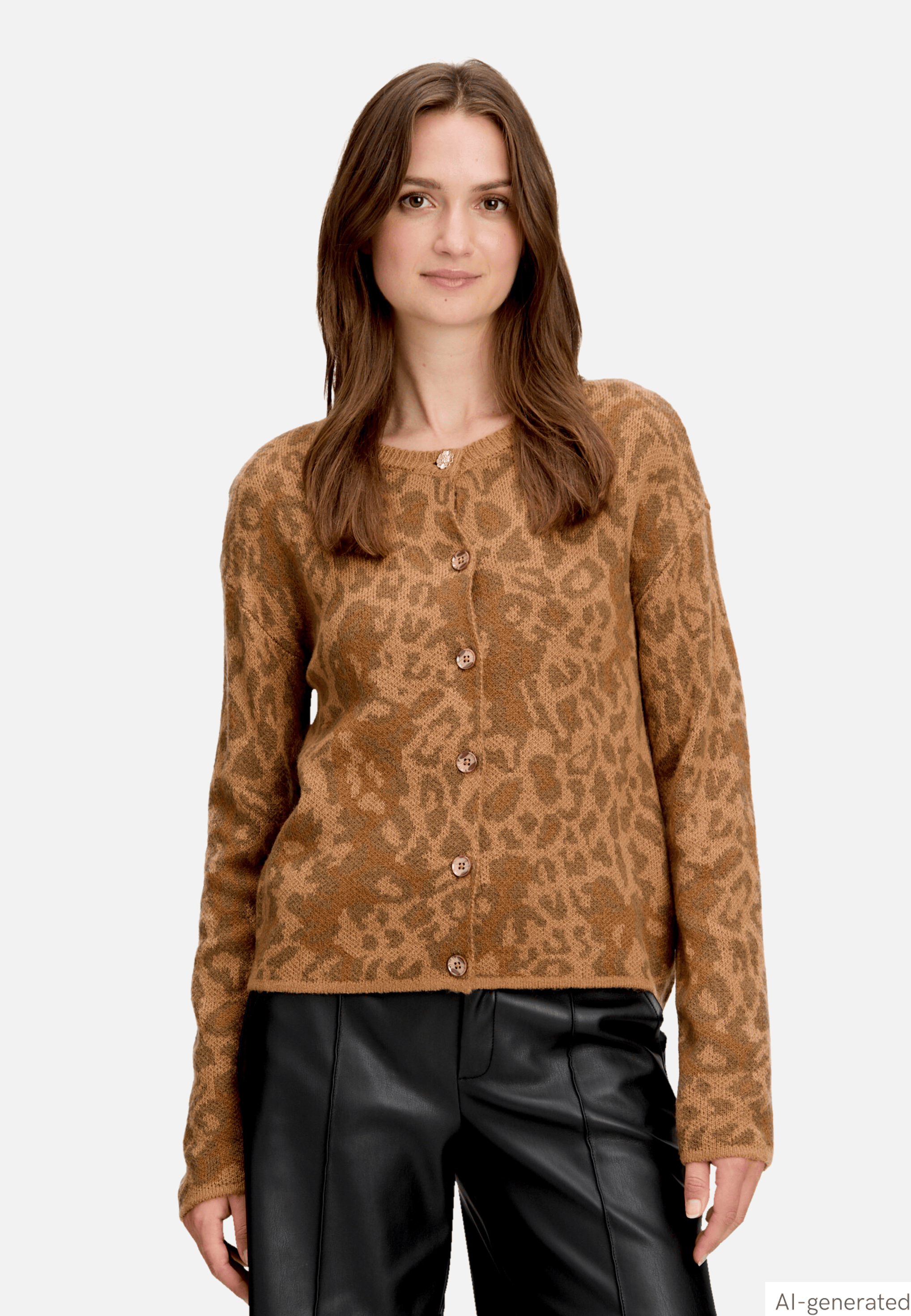 Strick-Cardigan mit Rundhalsausschnitt