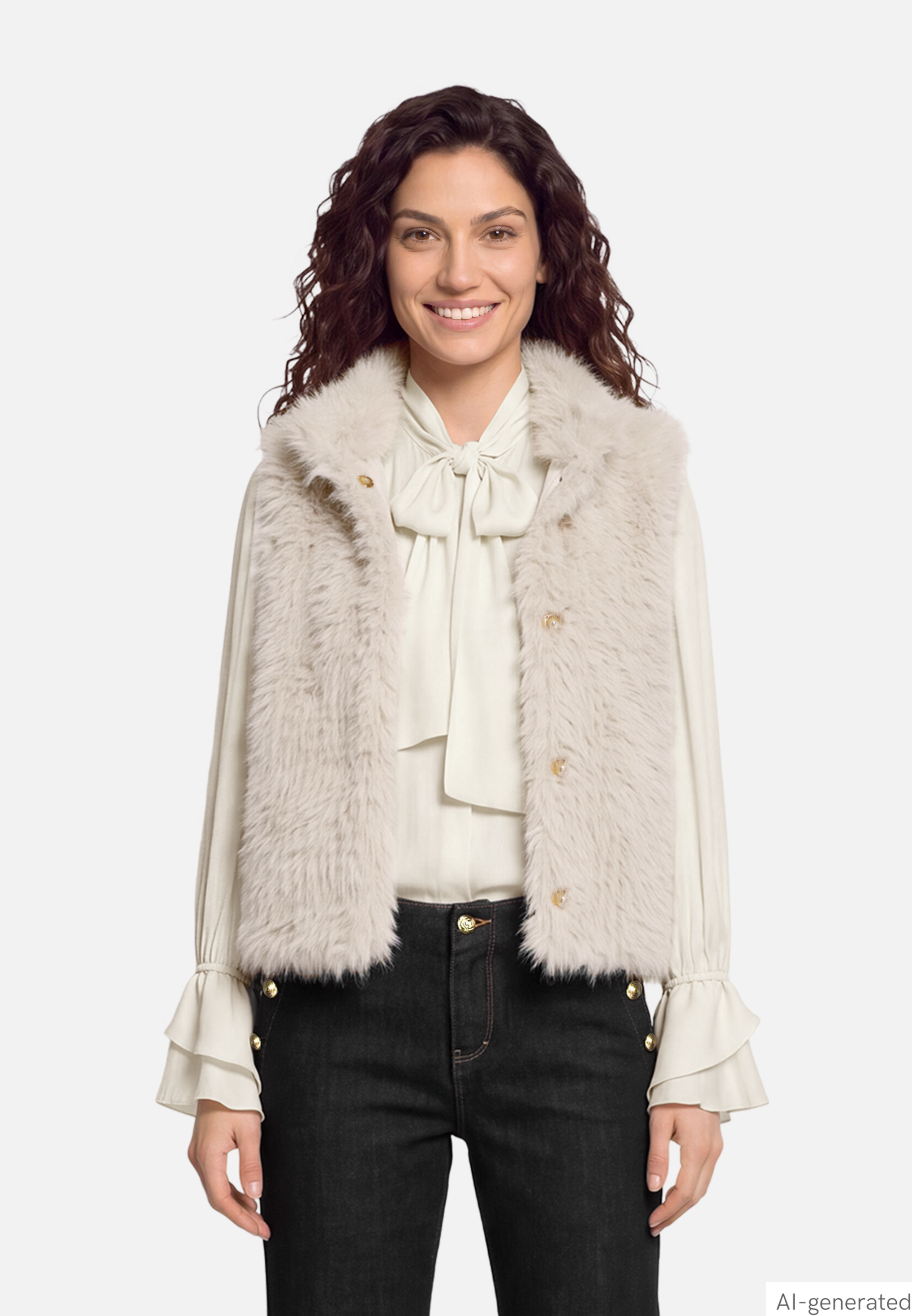 Fake Fur-Weste mit Eingrifftaschen