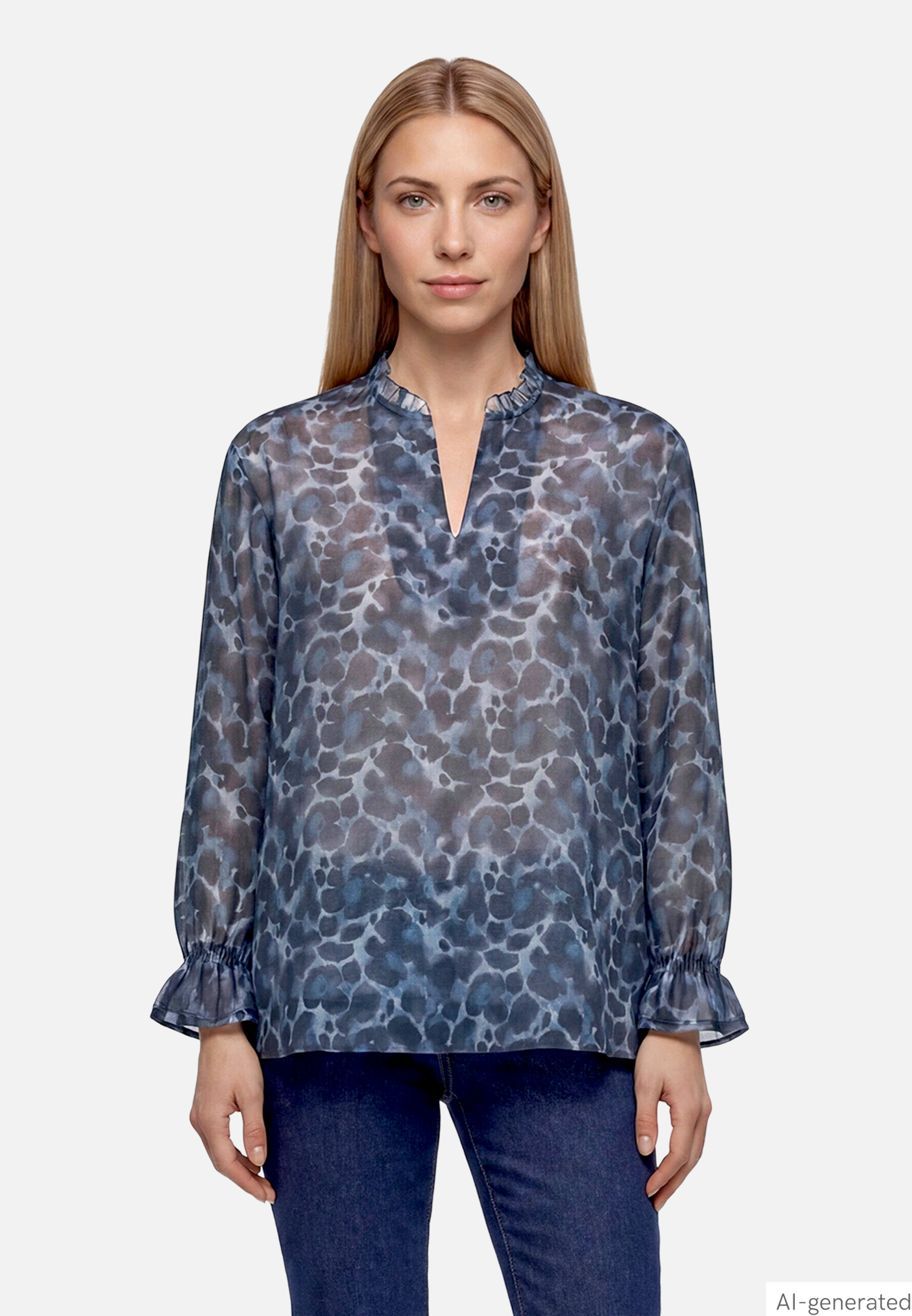Chiffonbluse mit Leoprint