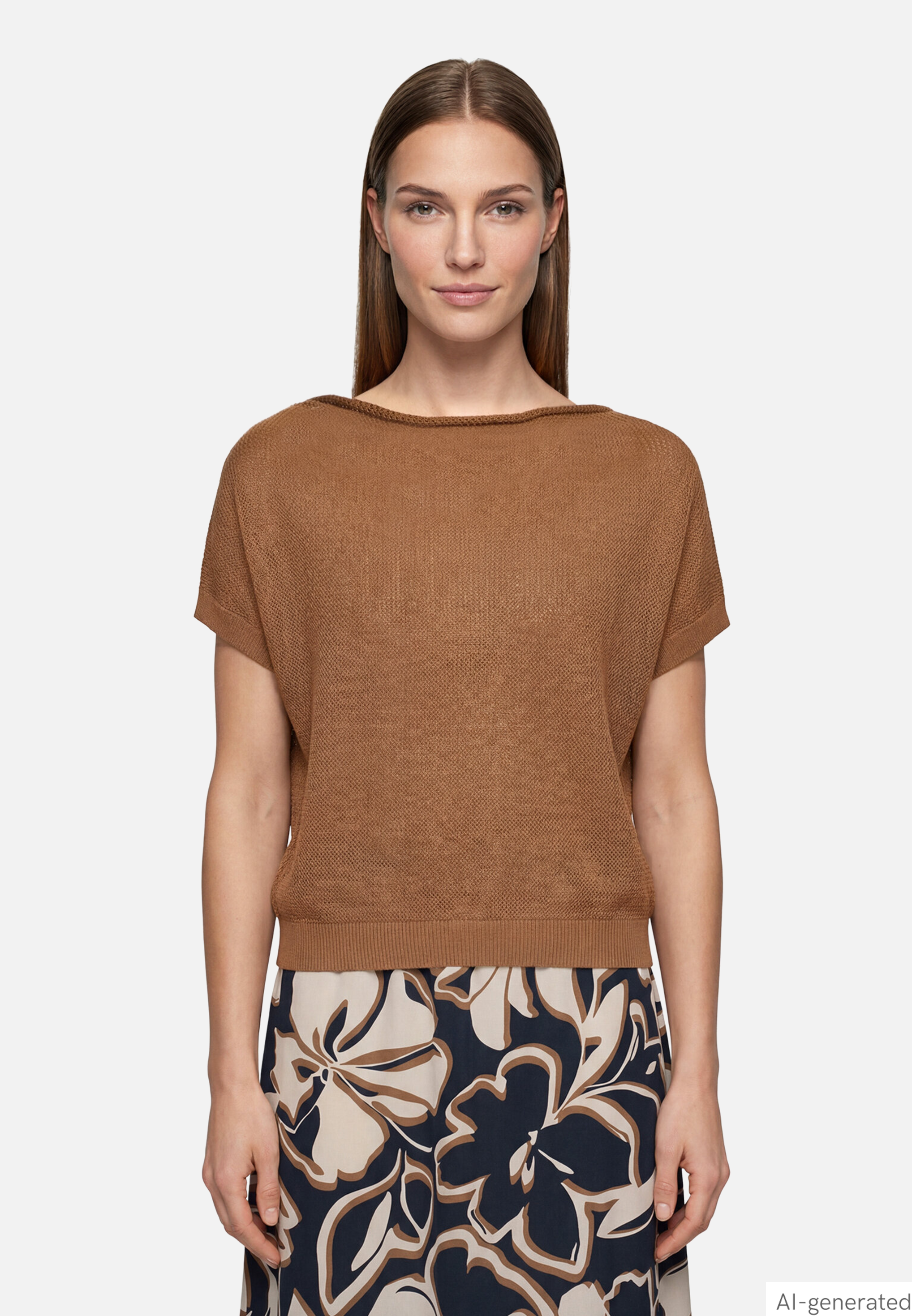 Lochstrick-Pullover Mit Wasserfallausschnitt