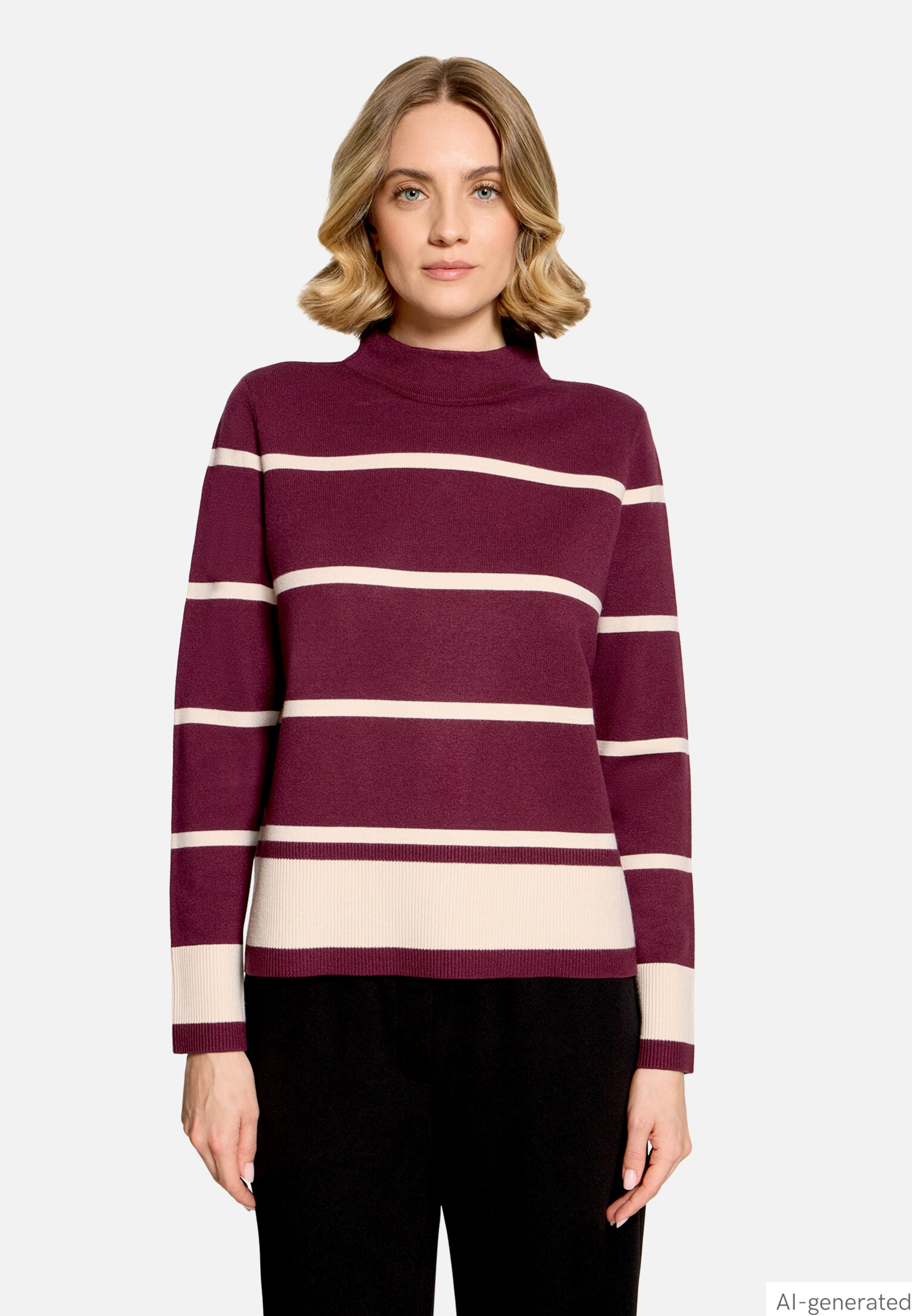 Gestreifter Pullover mit Stehkragen