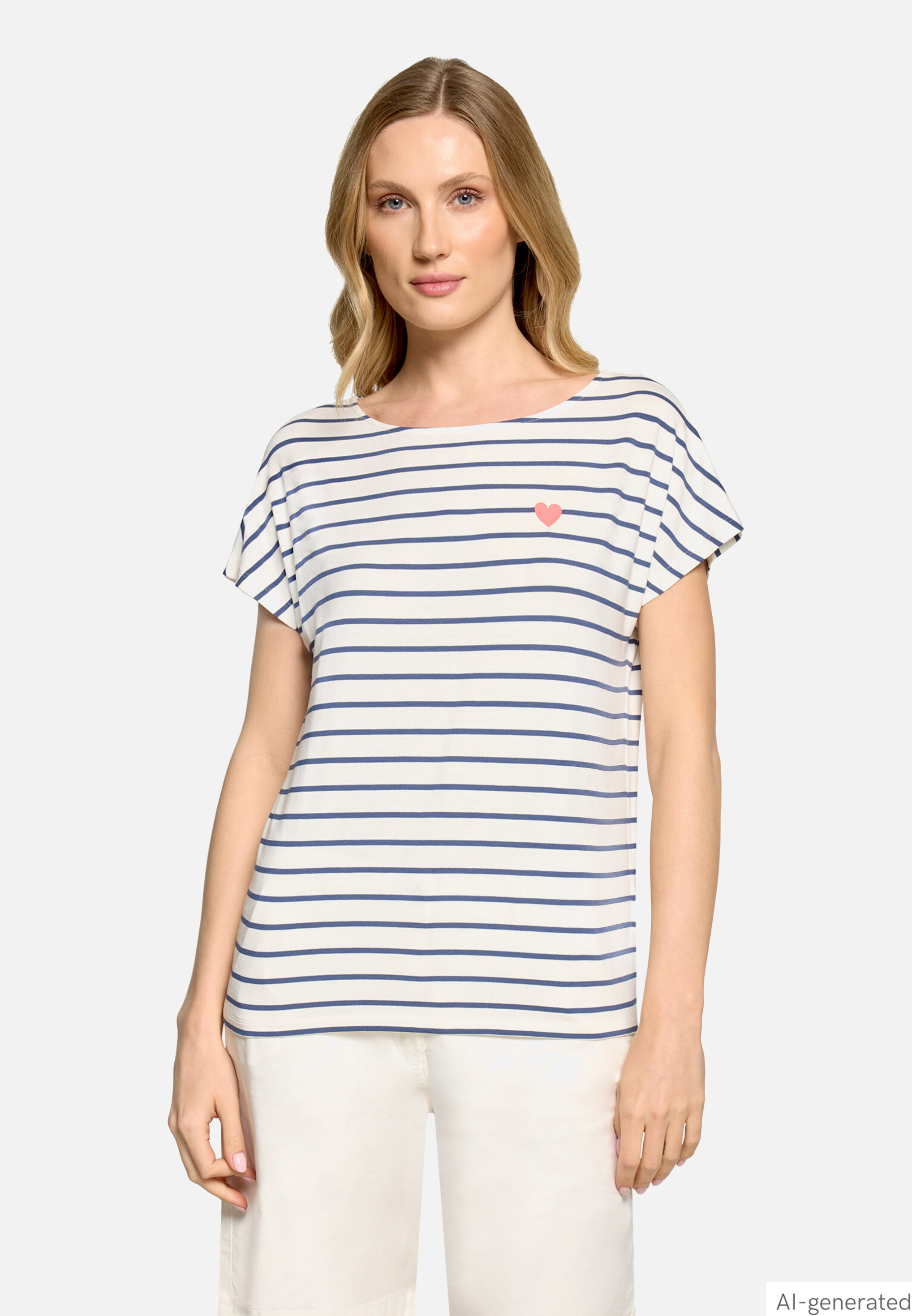 Casual-Shirt mit U-Boot-Ausschnitt