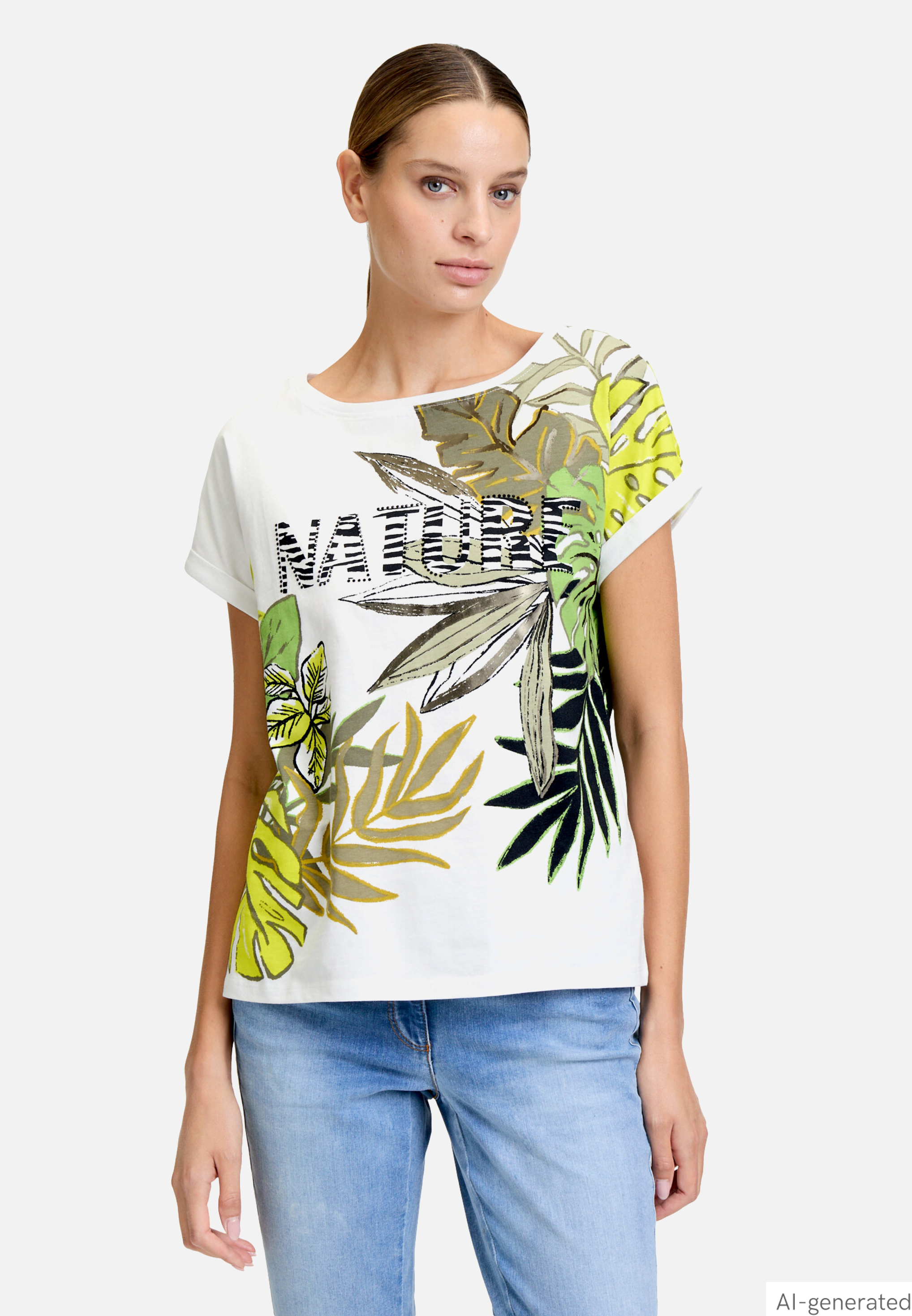 Halbarm-Shirt mit Ärmelaufschlag