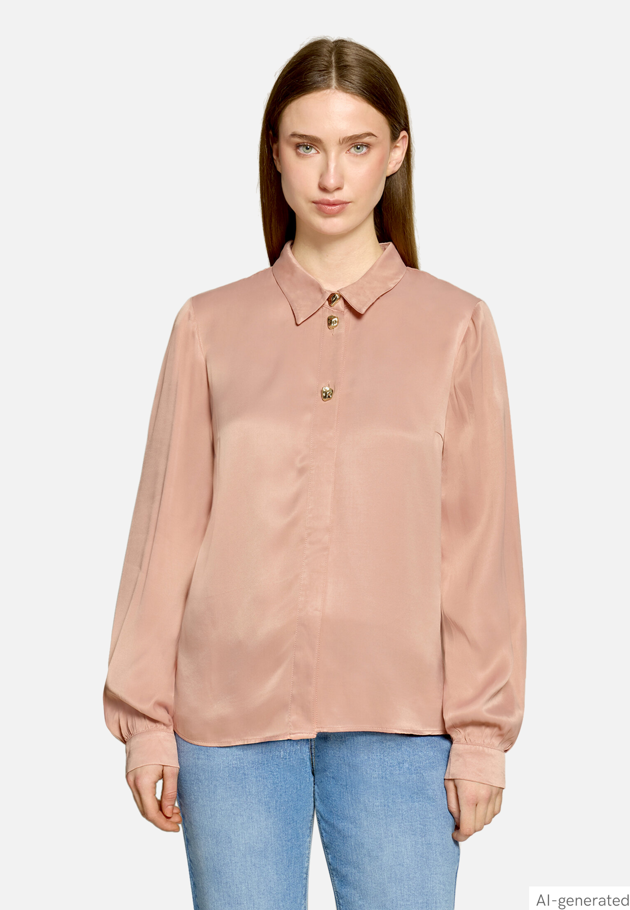 Satin-Bluse mit Knöpfen