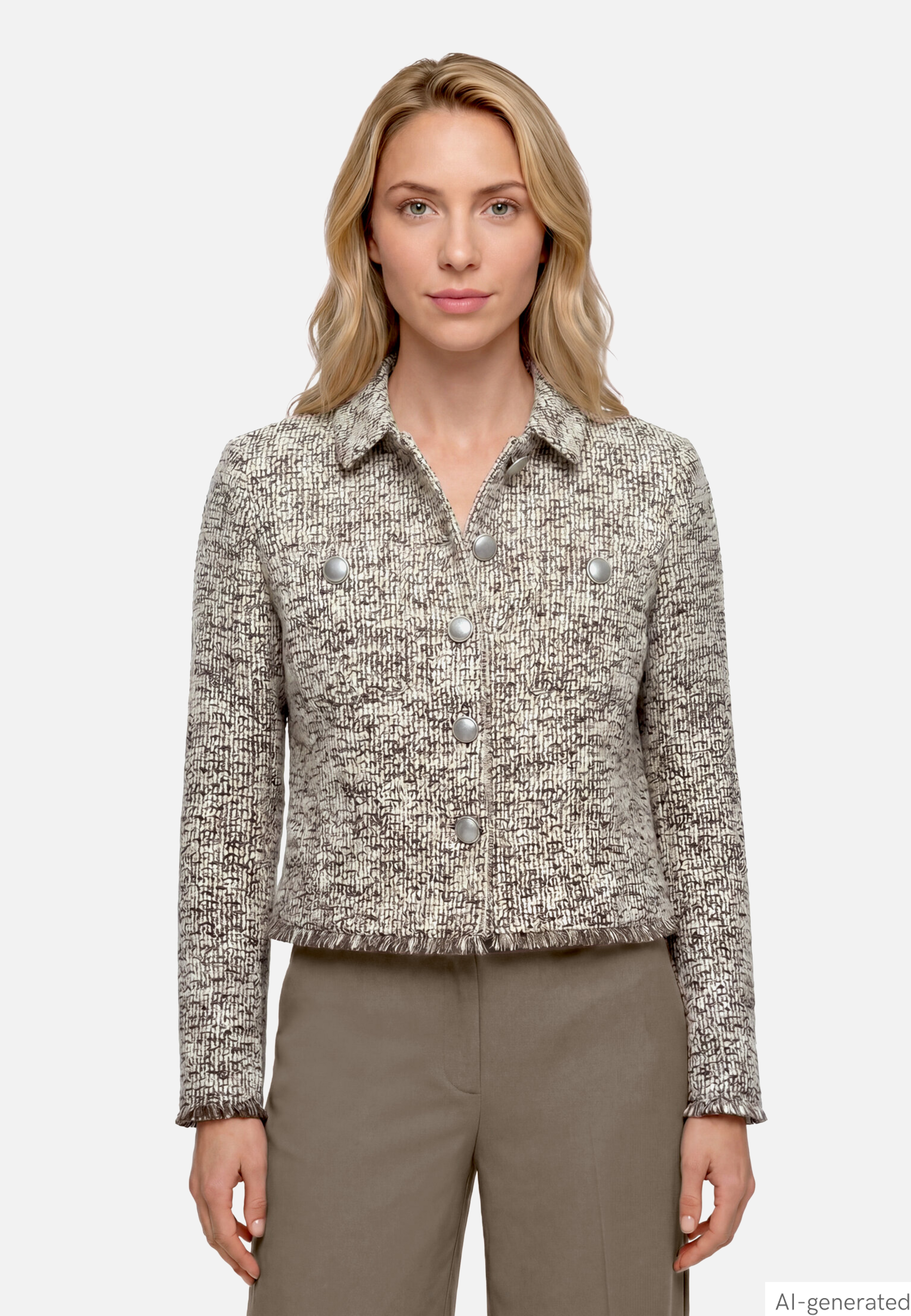Bouclé-Jacke mit Knöpfen