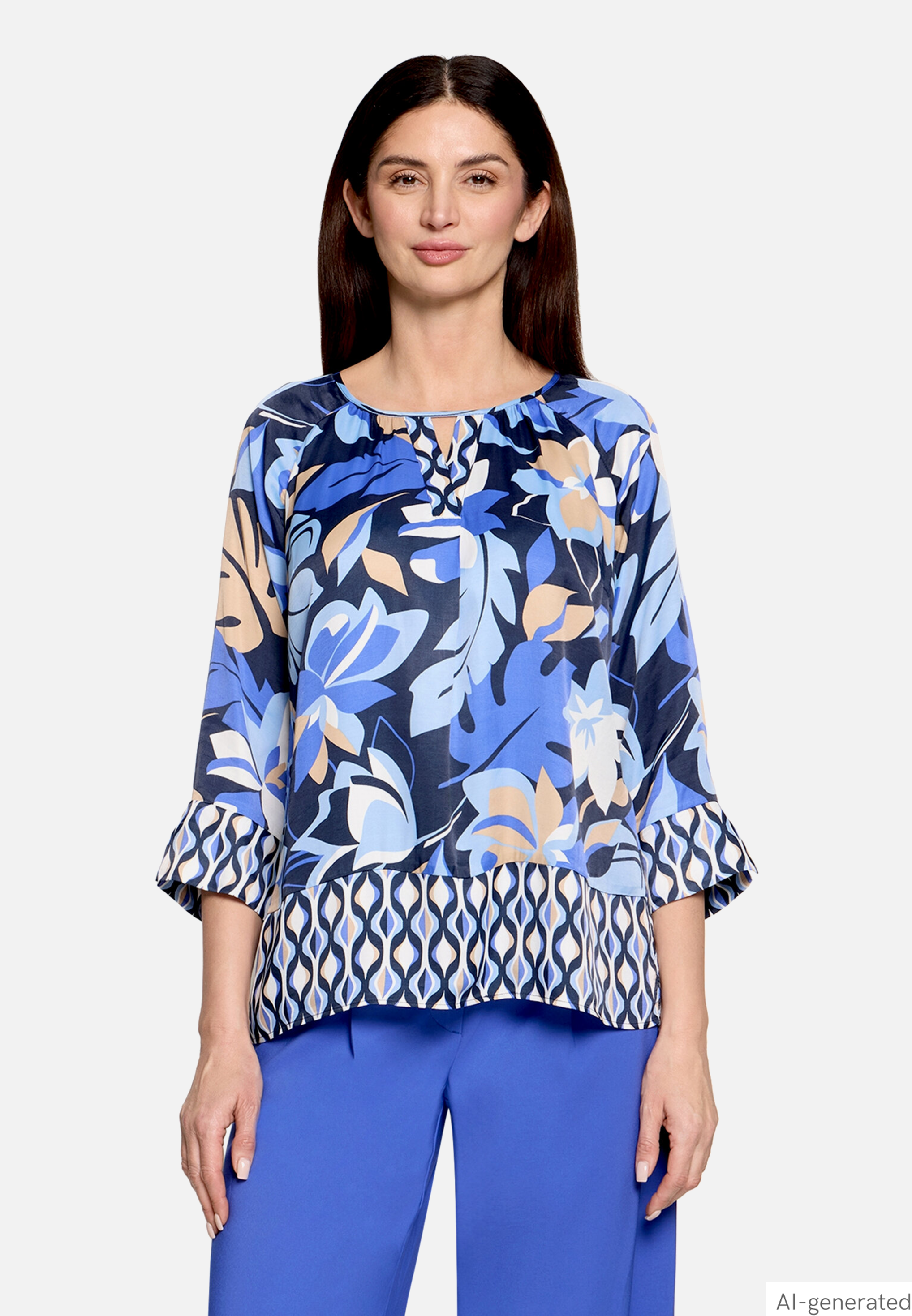 Schlupfbluse mit Blumenprint